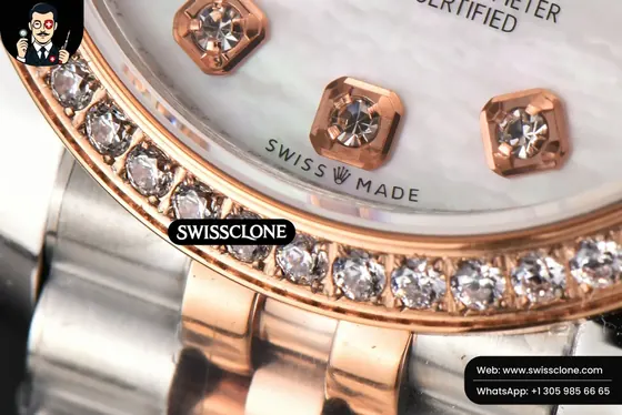 Rolex DateJust 31mm Ladies 904L RG/SS WF Diamond MOP Dial Jubilee 1:1 Super Clone - On-Wrist Presence View