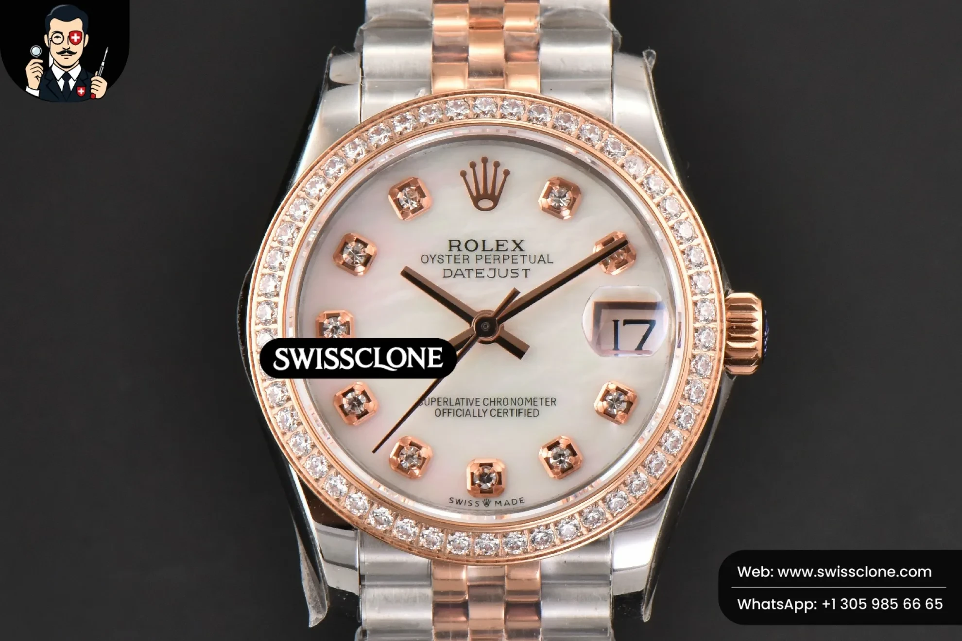 Rolex DateJust 31mm Ladies 904L RG/SS WF Diamond MOP Dial Jubilee