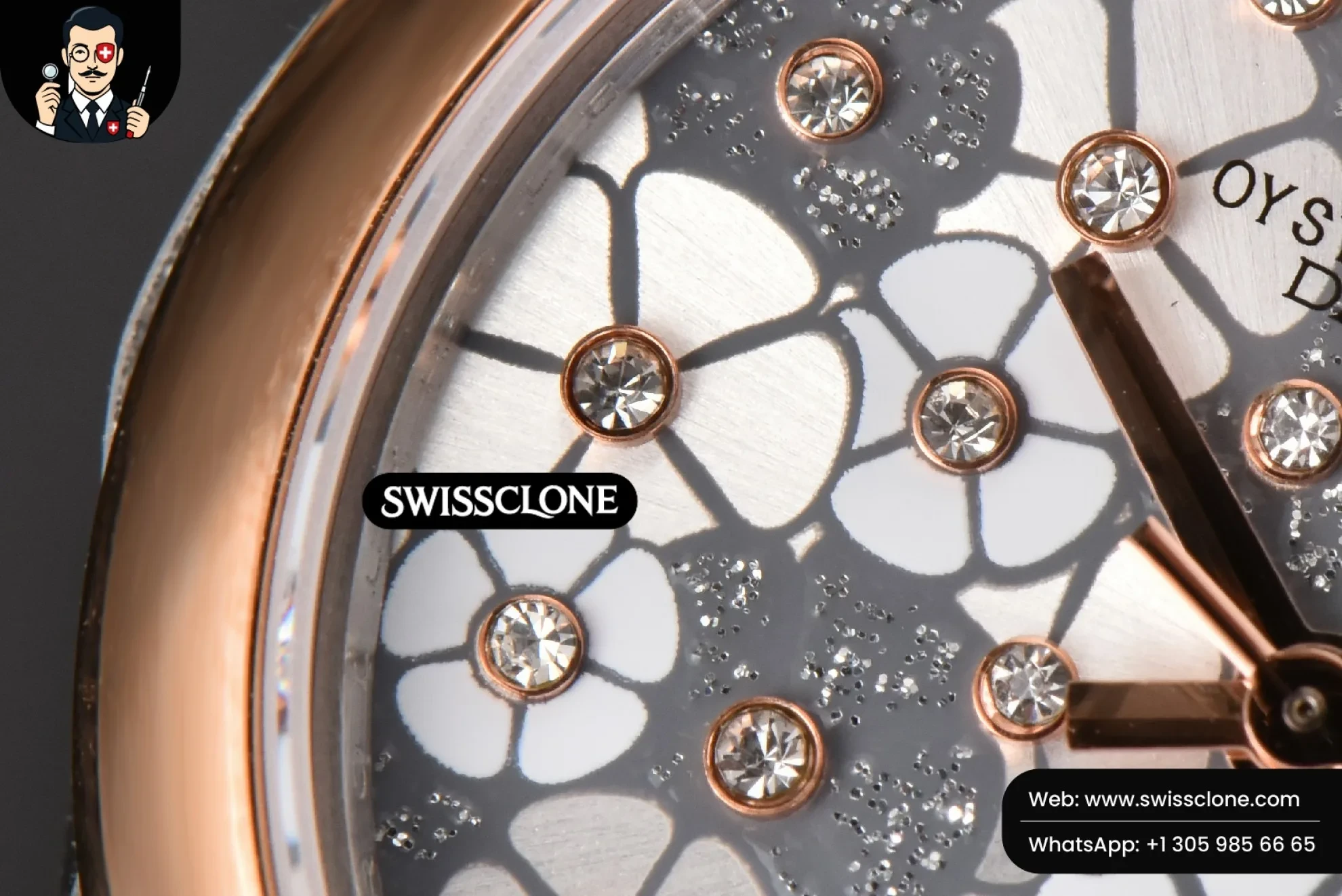 Rolex DateJust 31mm Ladies 904L RG/SS WF Smooth Silver Flowers Dial Oyster 1:1 Super Clone - Caseback & Cloned Calibre Movement