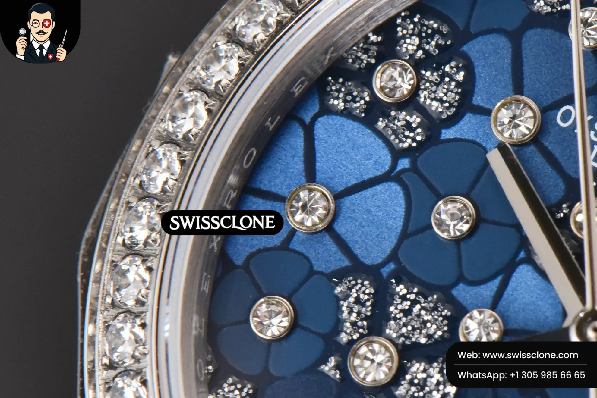 Rolex DateJust 31mm Ladies 904L WF Diamond Blue Flowers Dial Diamond Marker Oyster 1:1 Super Clone - Caseback & Cloned Calibre Movement