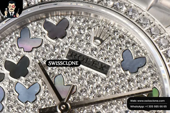 Rolex DateJust 31mm Ladies 904L WF Diamond Butterfly Dial Oyster (SW-26634) 1:1 Super Clone - Clasp & Bracelet Brushed Finishing