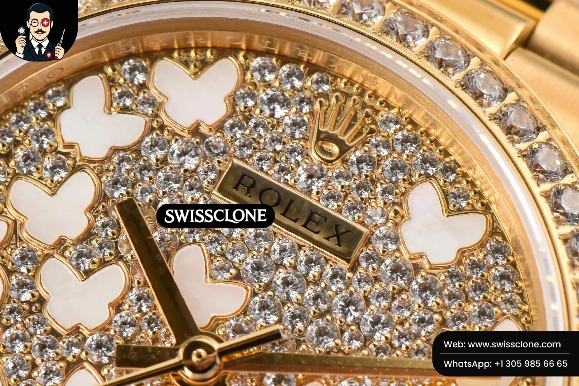 Rolex DateJust 31mm Ladies 904L WF Diamond Butterfly Dial Oyster (SW-26658) 1:1 Super Clone - Clasp & Bracelet Brushed Finishing