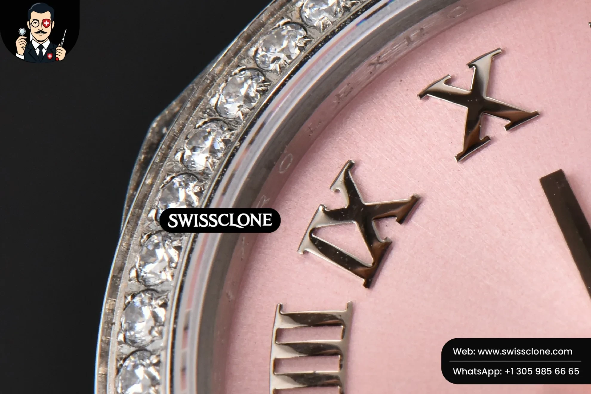 Rolex DateJust 31mm Ladies 904L WF Diamond Pink Dial Roma Marker Oyster 1:1 Super Clone - Caseback & Cloned Calibre Movement