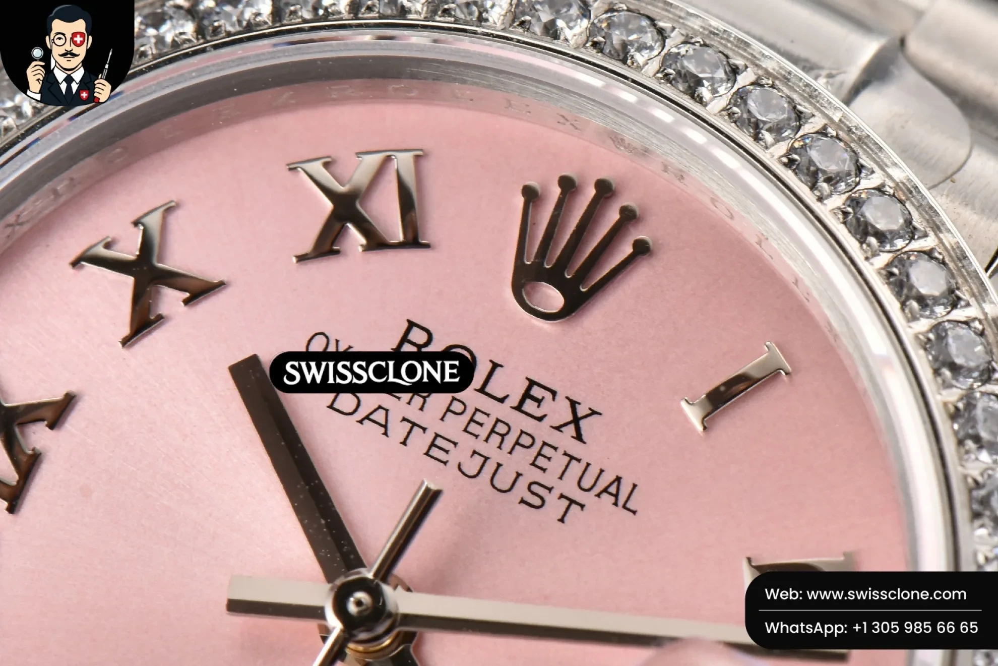 Rolex DateJust 31mm Ladies 904L WF Diamond Pink Dial Roma Marker Oyster 1:1 Super Clone - Clasp & Bracelet Finishing