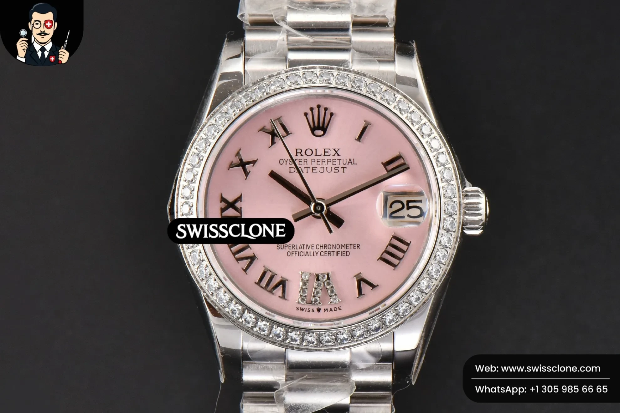 Rolex DateJust 31mm Ladies 904L WF Diamond Pink Dial Roma Marker Oyster