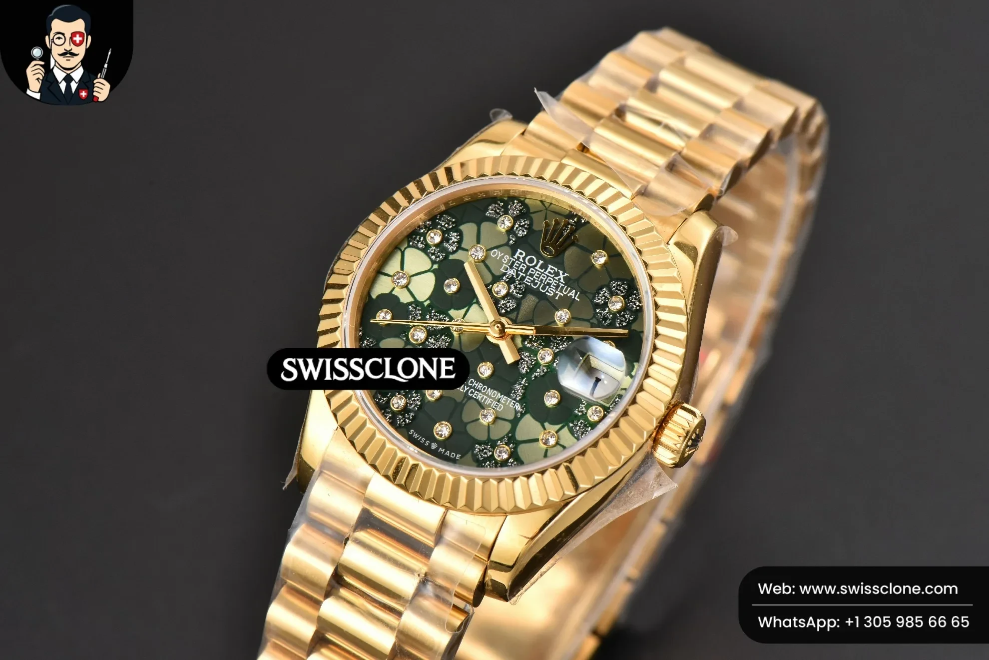 Rolex DateJust 31mm Ladies 904L WF Flowers Dial Oyster 1:1 Super Clone - Bezel & Case Profile