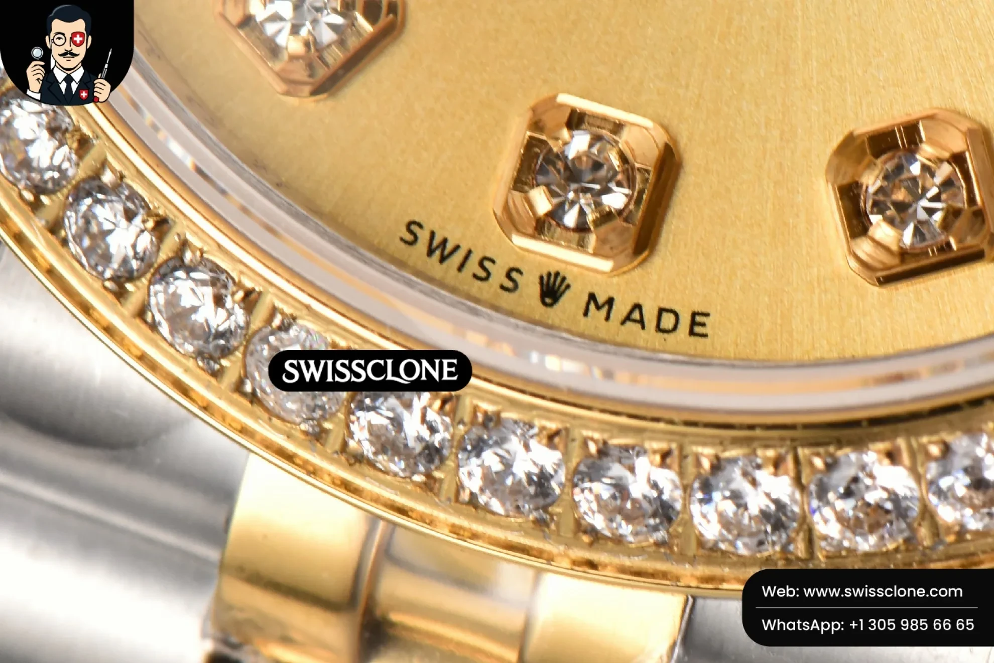 Rolex DateJust 31mm Ladies 904L YG/SS WF Diamond Dial Diamond Marker Jubilee 1:1 Super Clone - On-Wrist Presence View