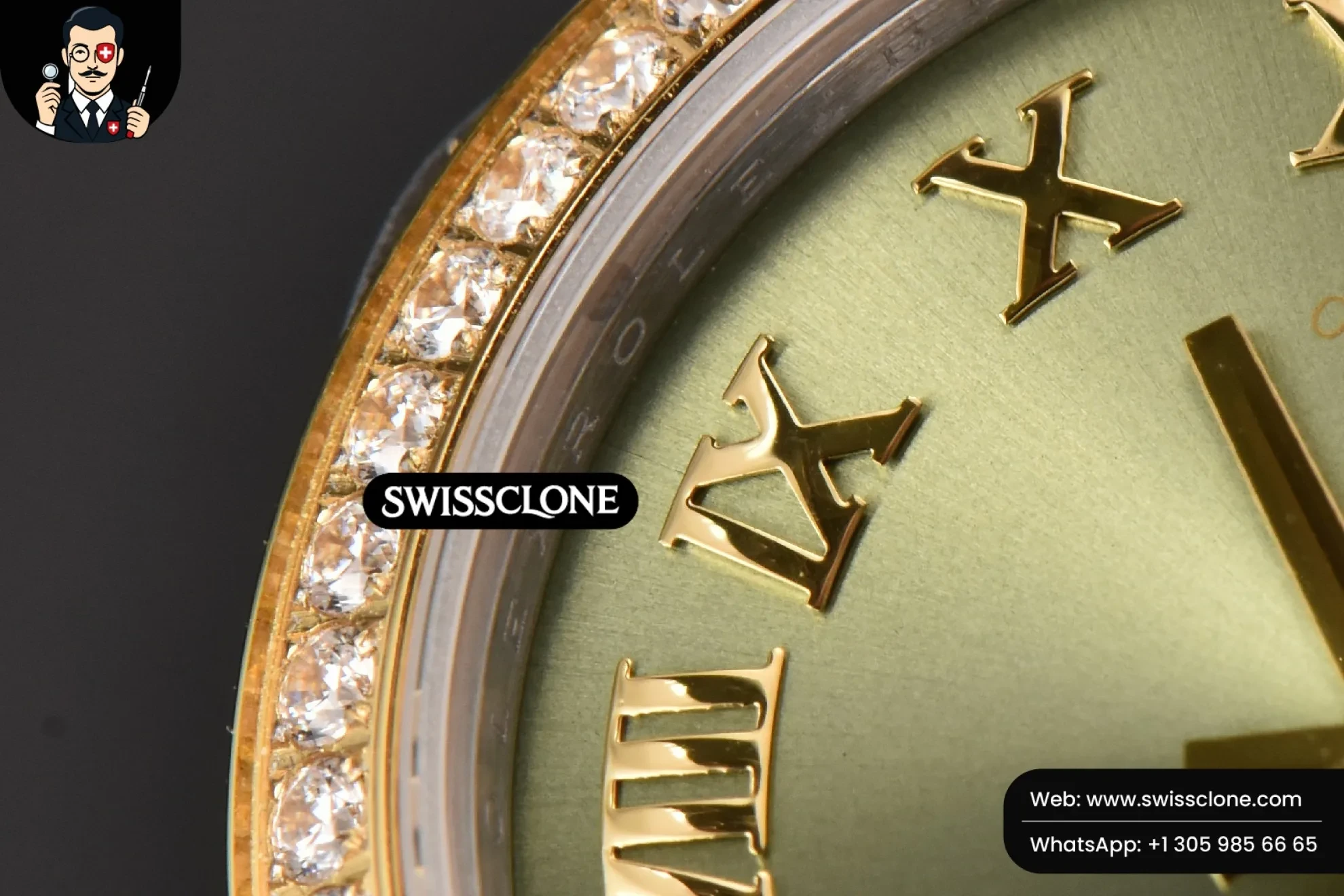 Rolex DateJust 31mm Ladies 904L YG/SS WF Diamond Green Dial Roma Marker Jubilee 1:1 Super Clone - Clasp & Bracelet Finishing