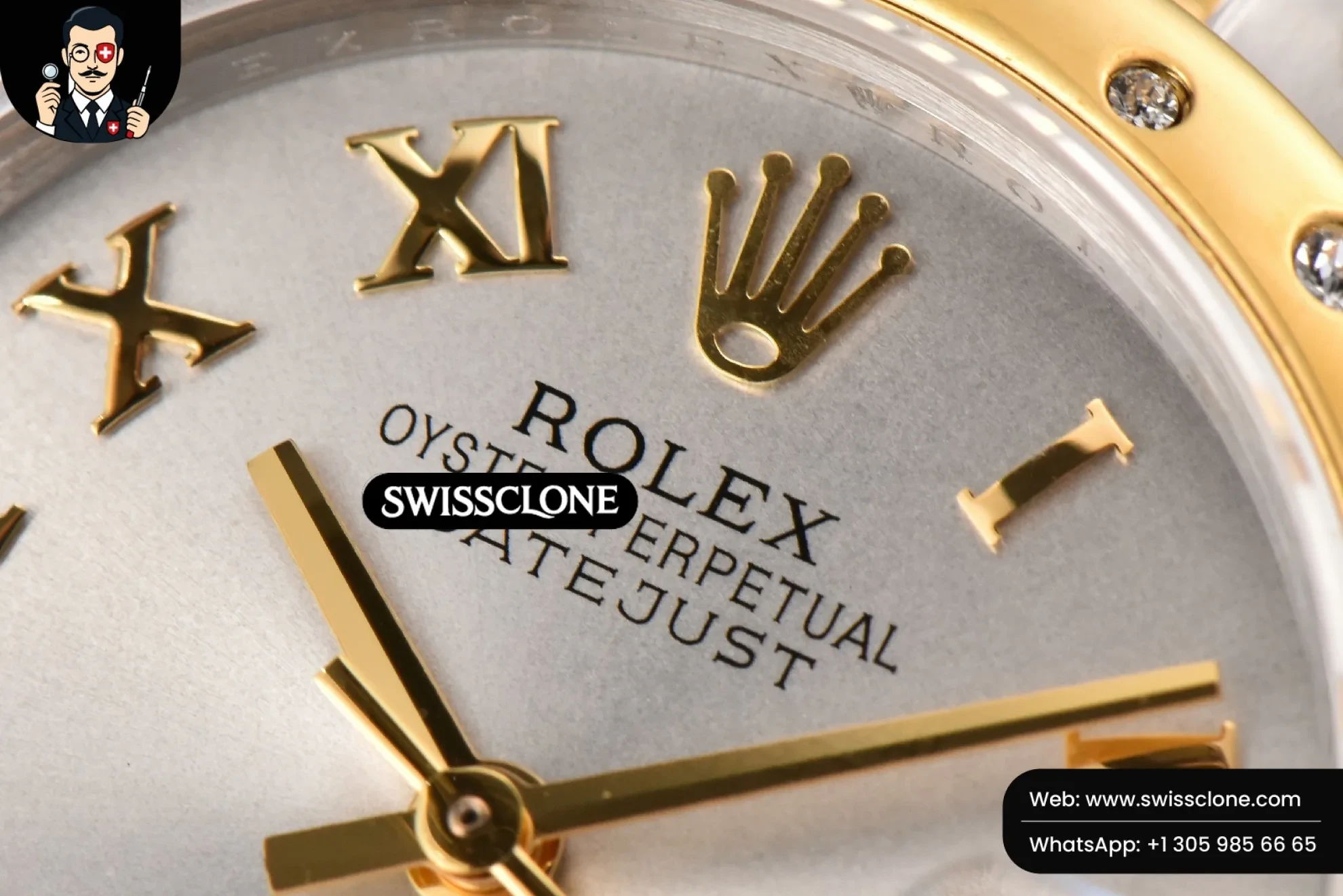 Rolex DateJust 31mm Ladies 904L YG/SS WF Diamond Smooth White Dial Roma Marker Oyster 1:1 Super Clone - Clasp & Bracelet Finishing