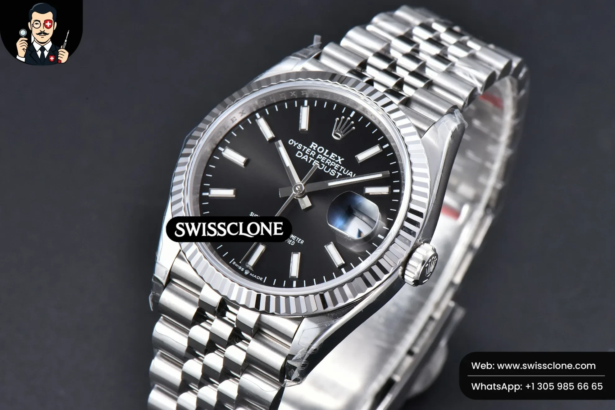Rolex DateJust 36mm 126234 904L Black Dial Lume Marker Jubilee VS3235 1:1 Super Clone - Clasp & Bracelet Finishing