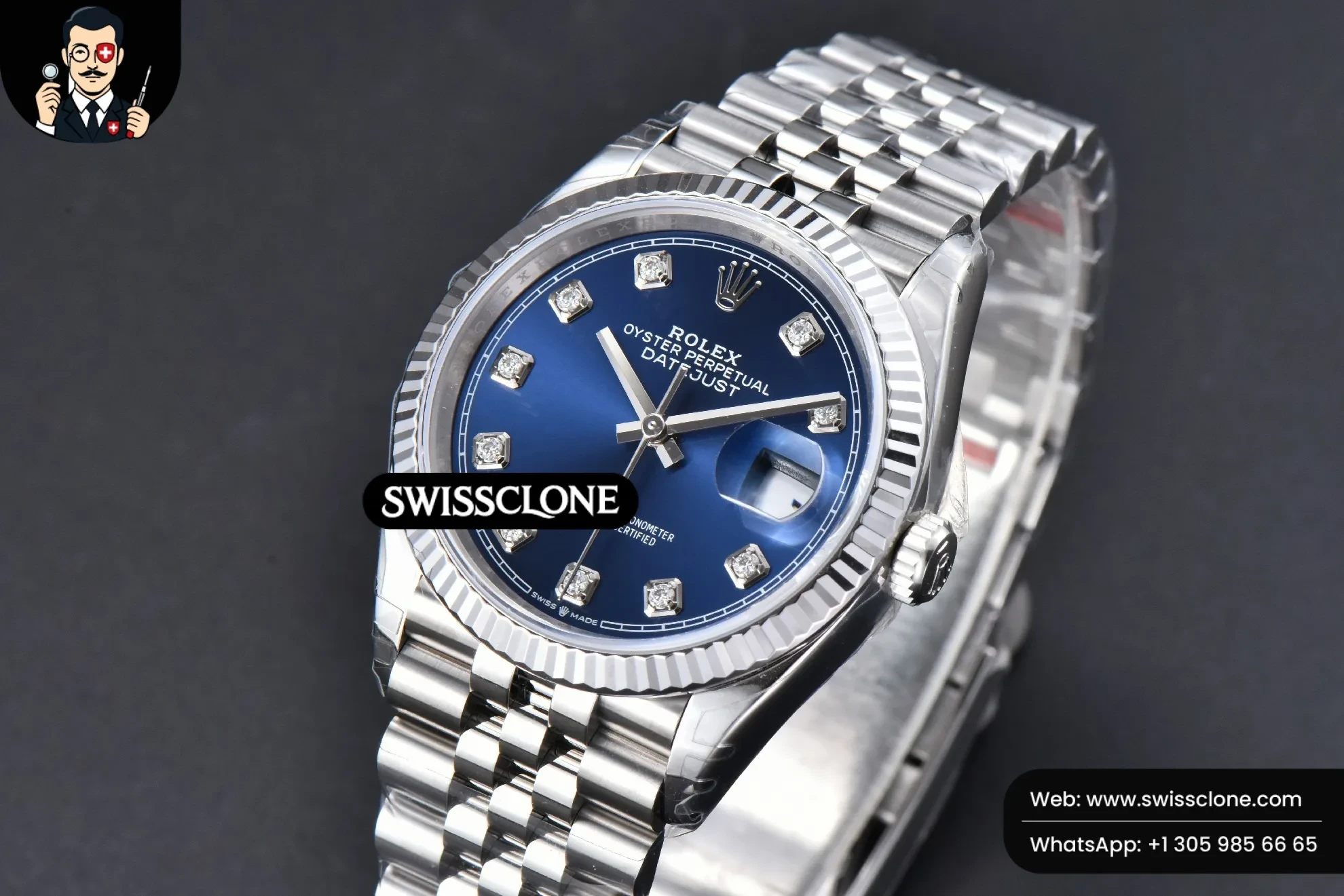 Rolex DateJust 36mm 126234 904L Blue Dial Diamond Marker Jubilee VS3235 1:1 Super Clone - Clasp & Bracelet Finishing