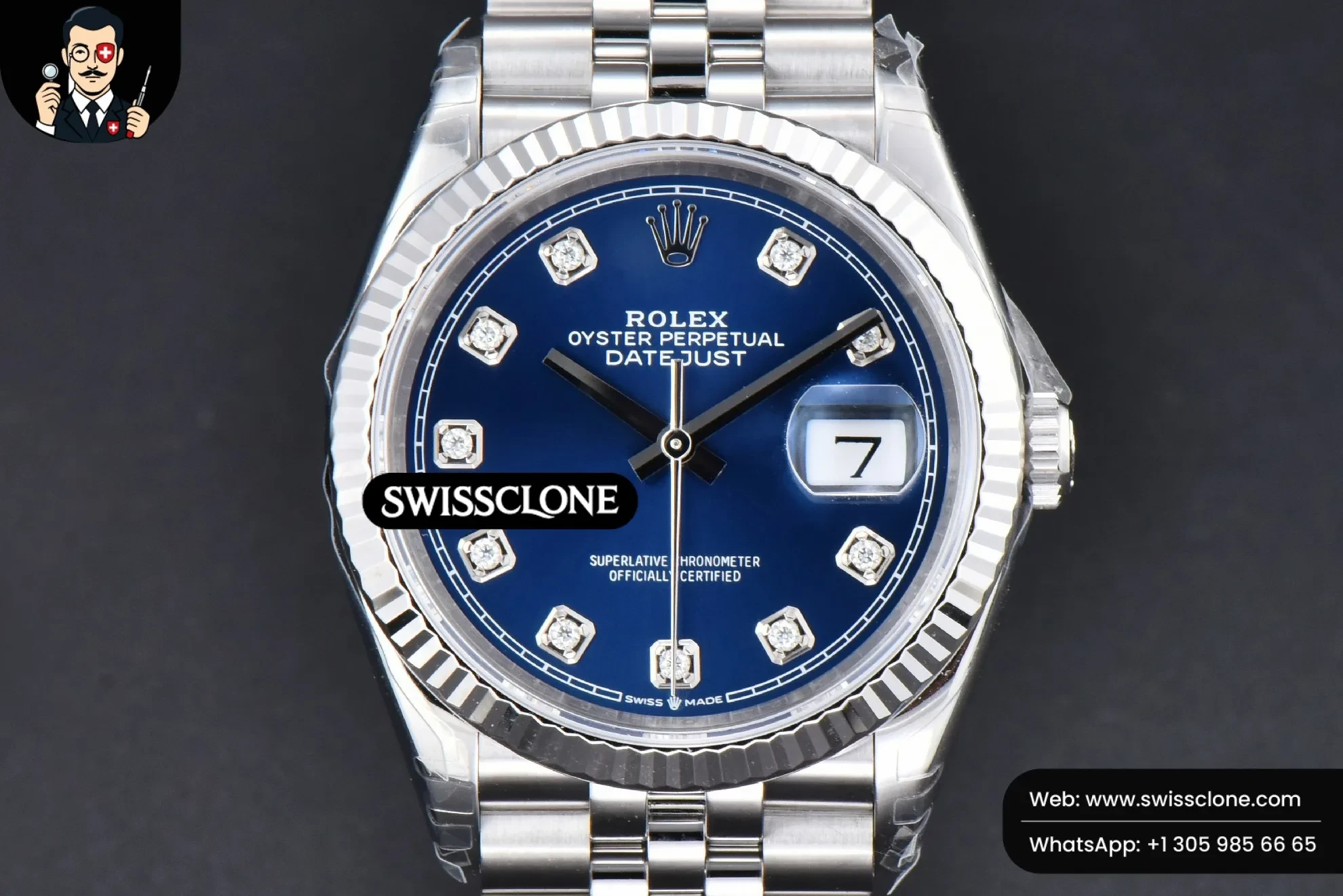 Rolex DateJust 36mm 126234 904L Blue Dial Diamond Marker Jubilee VS3235