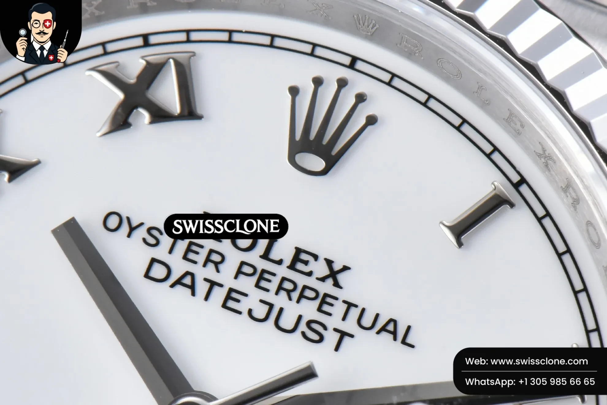 Rolex DateJust 36mm 126234 904L White Dial Roma Marker Jubilee VS3235 1:1 Super Clone - Caseback & Cloned Calibre Movement