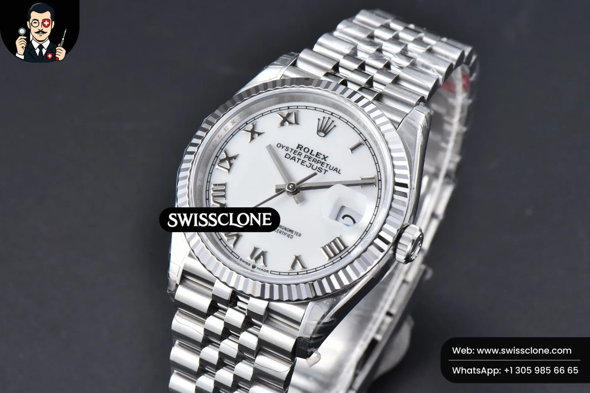 Rolex DateJust 36mm 126234 904L White Dial Roma Marker Jubilee VS3235 1:1 Super Clone - Clasp & Bracelet Finishing