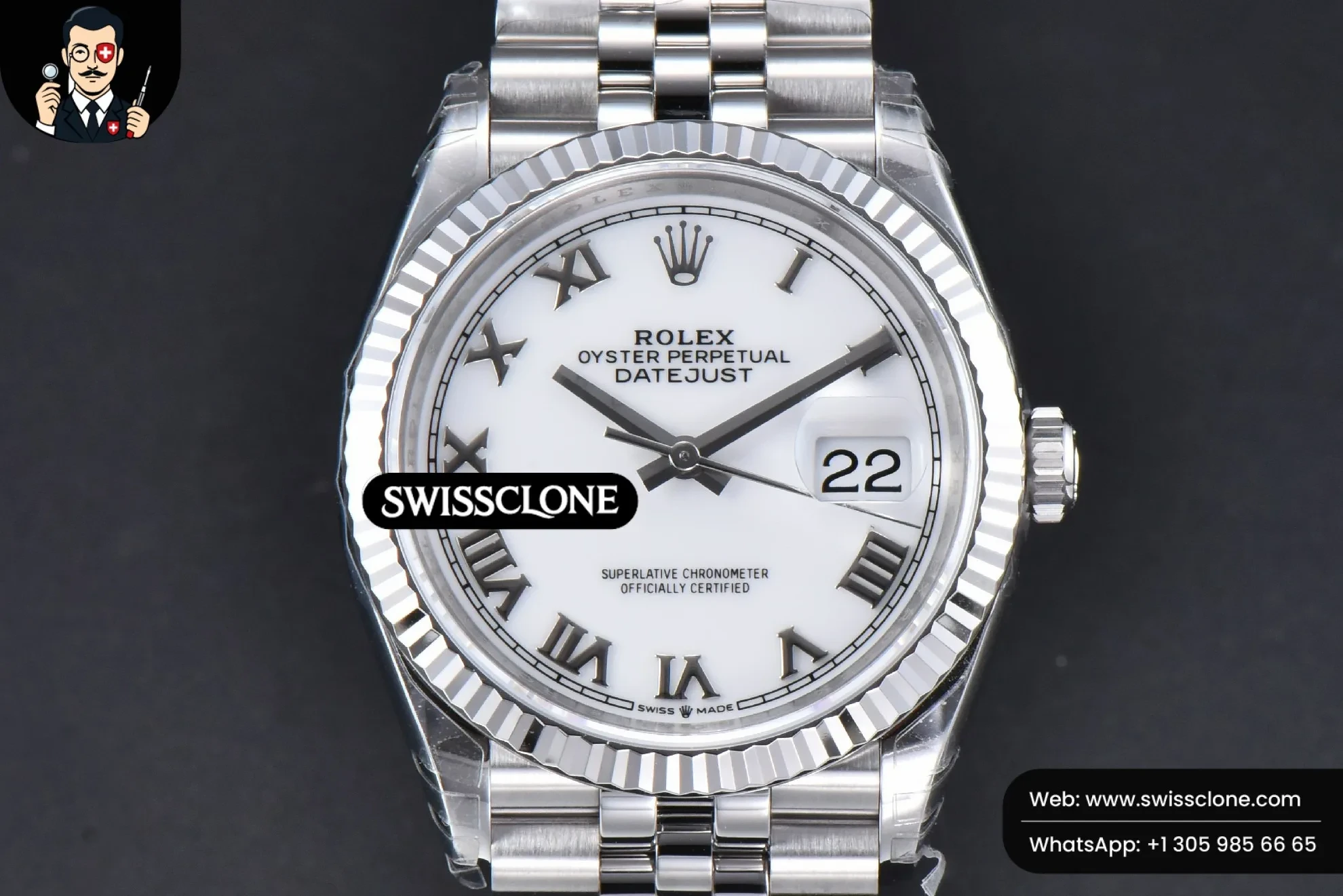 Rolex DateJust 36mm 126234 904L White Dial Roma Marker Jubilee VS3235