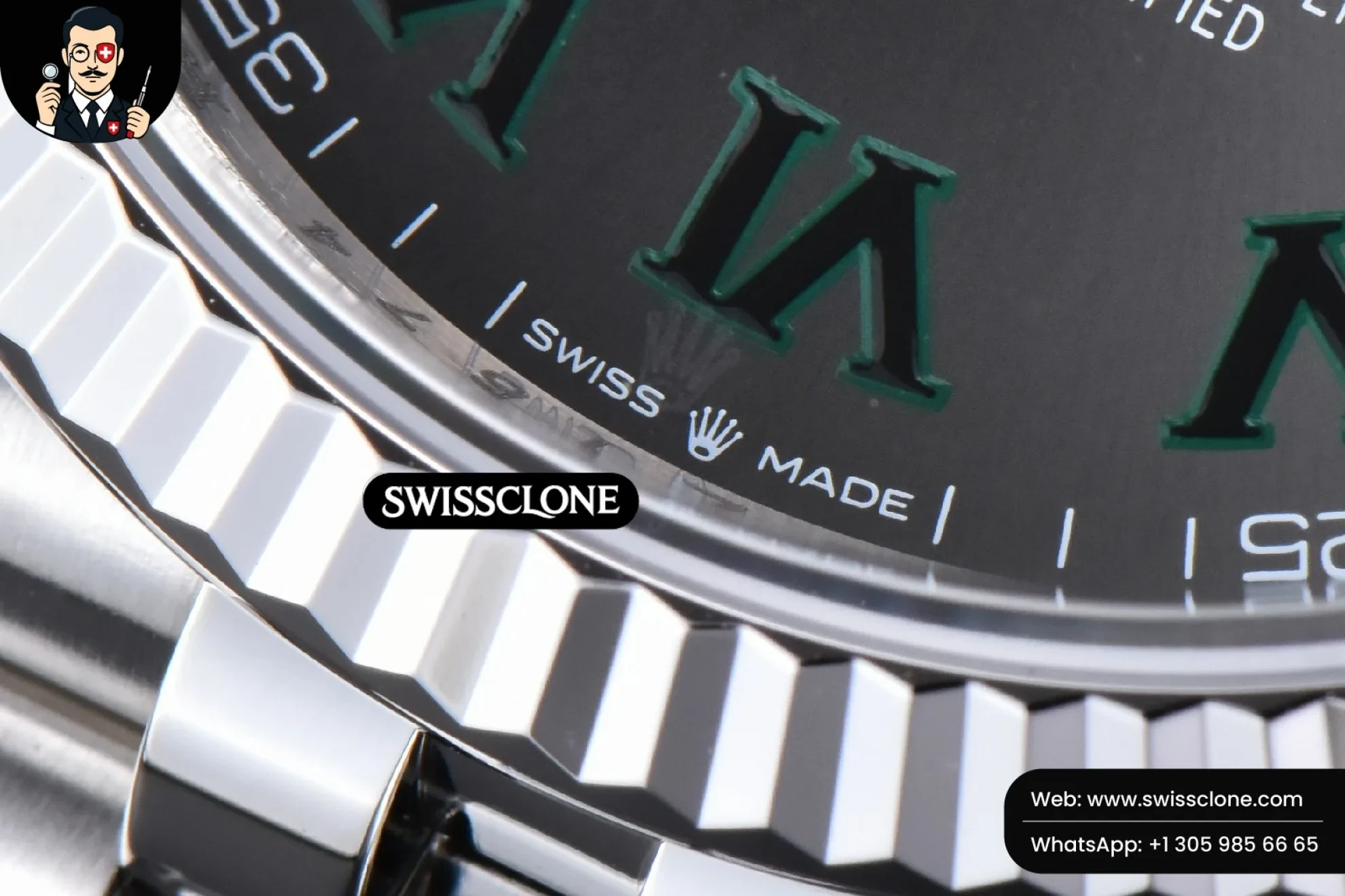 Rolex DateJust 36mm 126234 Wimbledon Gray Dial Green Marker Jubilee VS3235 1:1 Super Clone - Lateral Case Thickness Profile