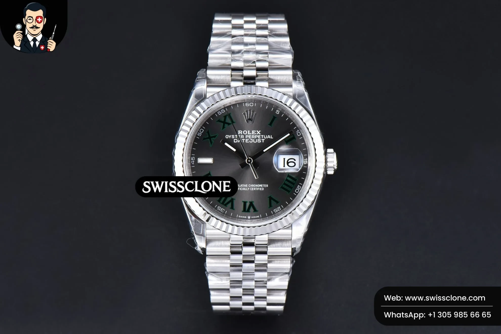 Rolex DateJust 36mm 126234 Wimbledon Gray Dial Green Marker Jubilee VS3235
