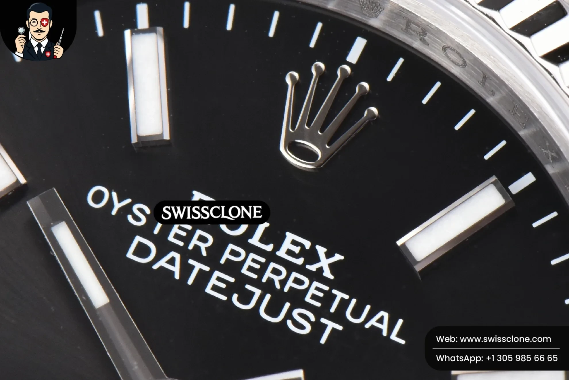 Rolex DateJust 36mm 904L Black Dial Lume Marker Jubilee VS3235 1:1 Super Clone - Caseback & Cloned Calibre Movement