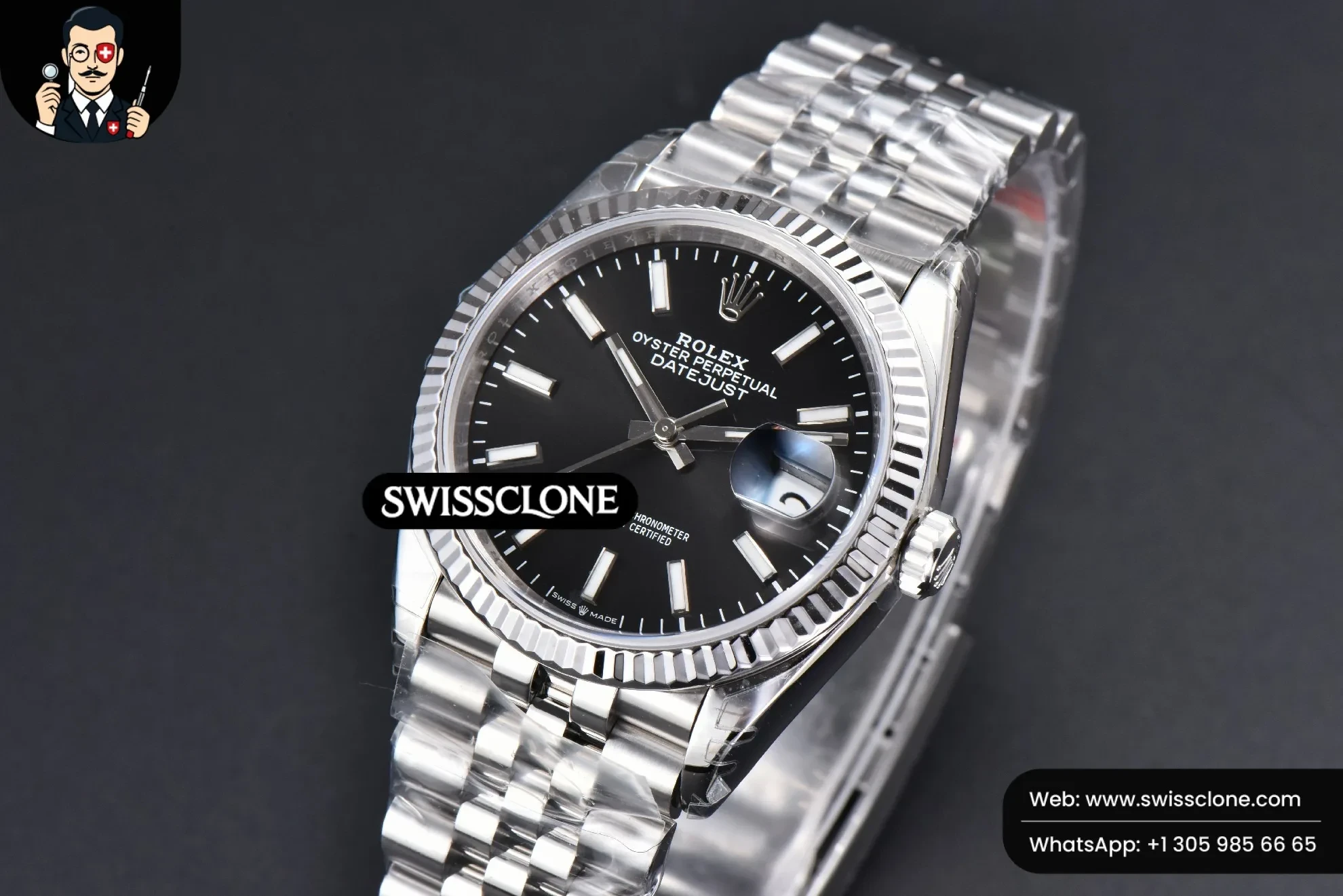 Rolex DateJust 36mm 904L Black Dial Lume Marker Jubilee VS3235 1:1 Super Clone - Clasp & Bracelet Finishing