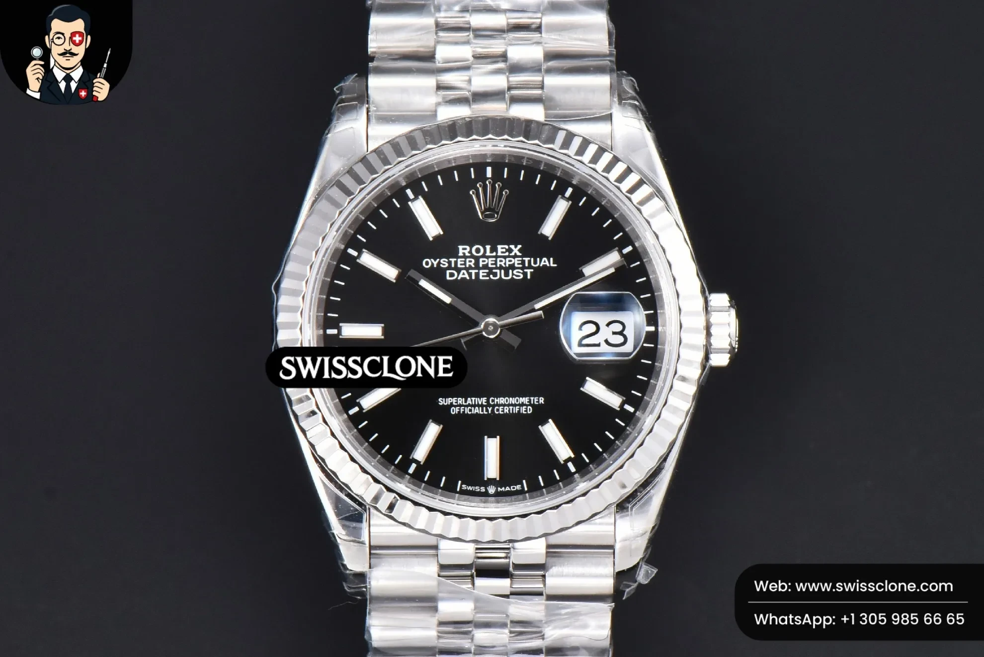 Rolex DateJust 36mm 904L Black Dial Lume Marker Jubilee VS3235