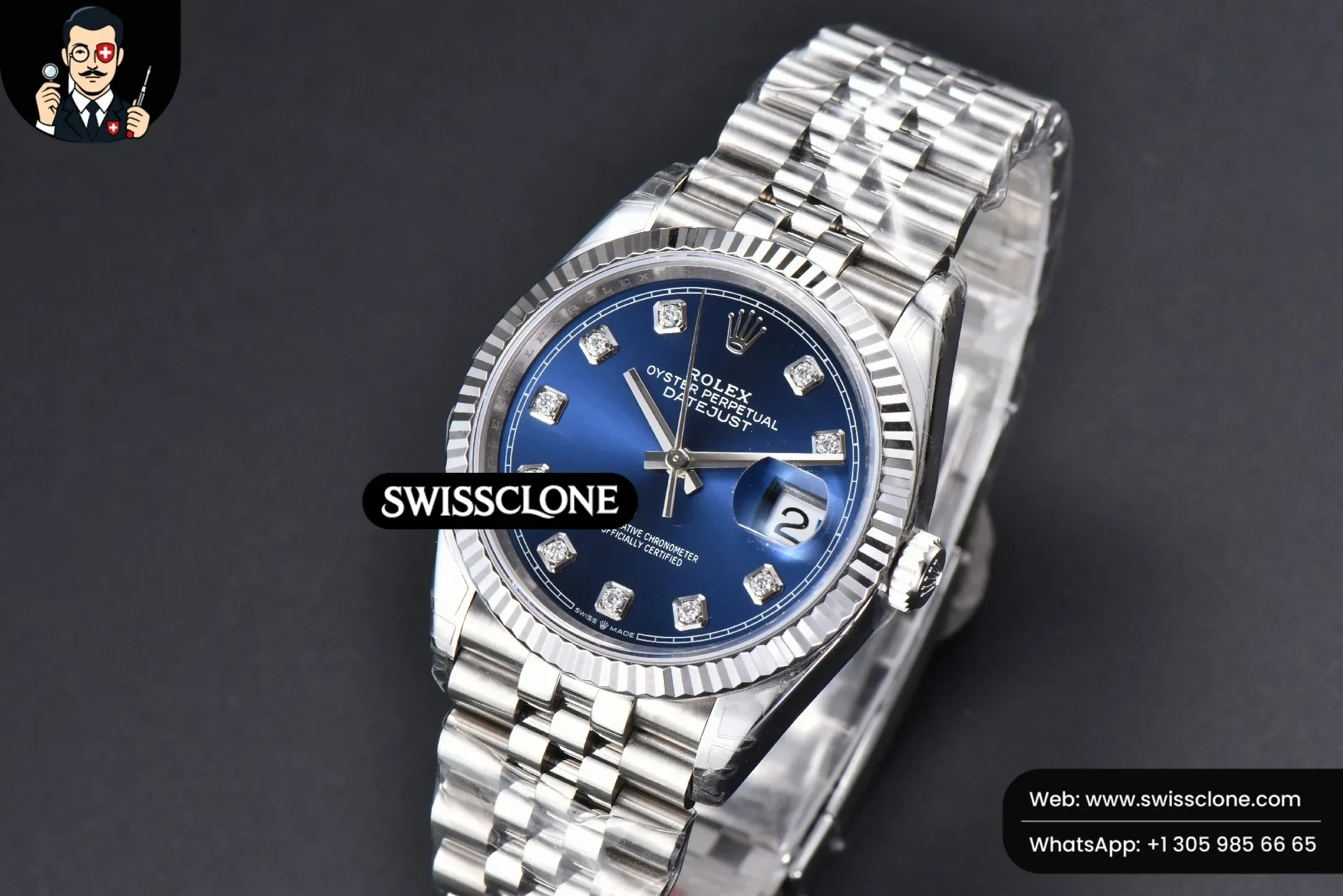 Rolex DateJust 36mm 904L Blue Dial Diamond Marker Jubilee VS3235 1:1 Super Clone - Clasp & Bracelet Finishing