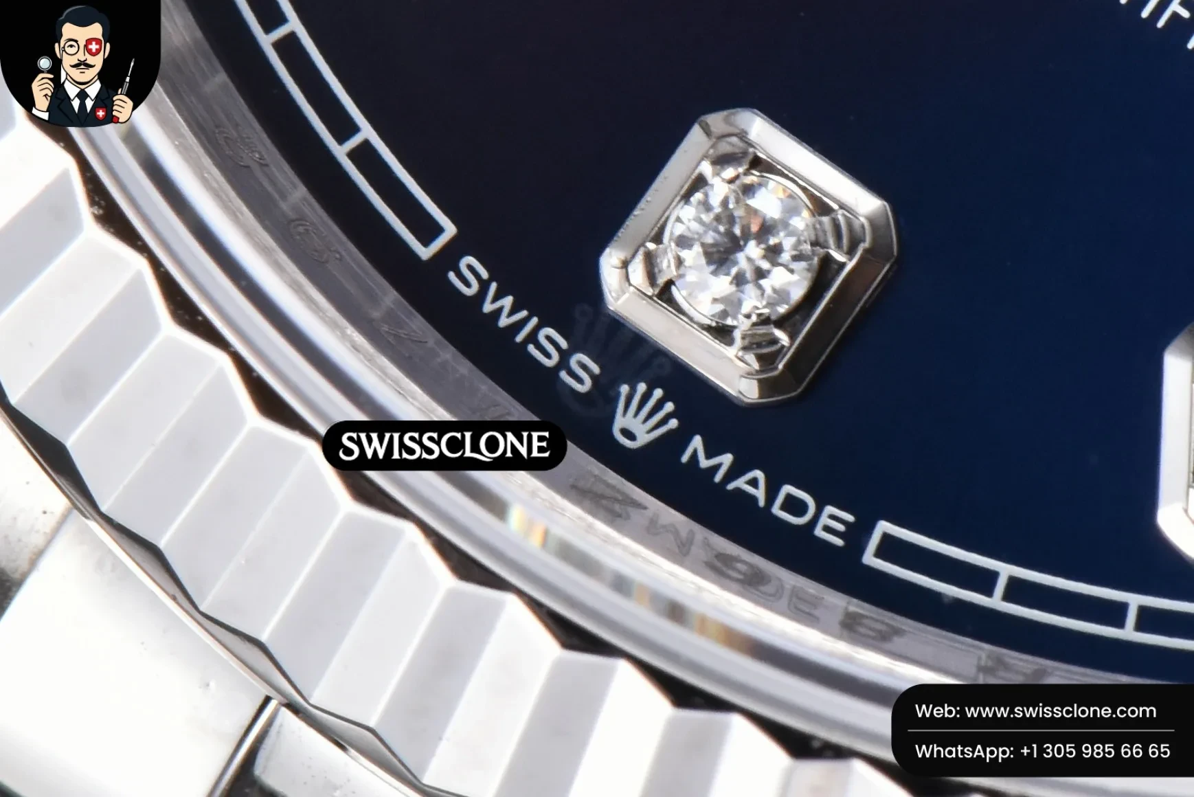 Rolex DateJust 36mm 904L Blue Dial Diamond Marker Jubilee VS3235 1:1 Super Clone - On-Wrist Presence View
