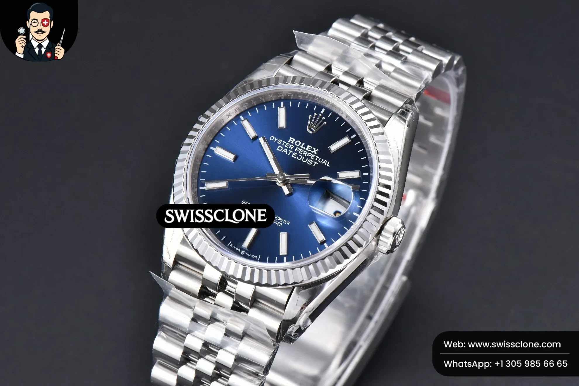Rolex DateJust 36mm 904L Blue Dial Jubilee VS3235 1:1 Super Clone - Clasp & Bracelet Finishing