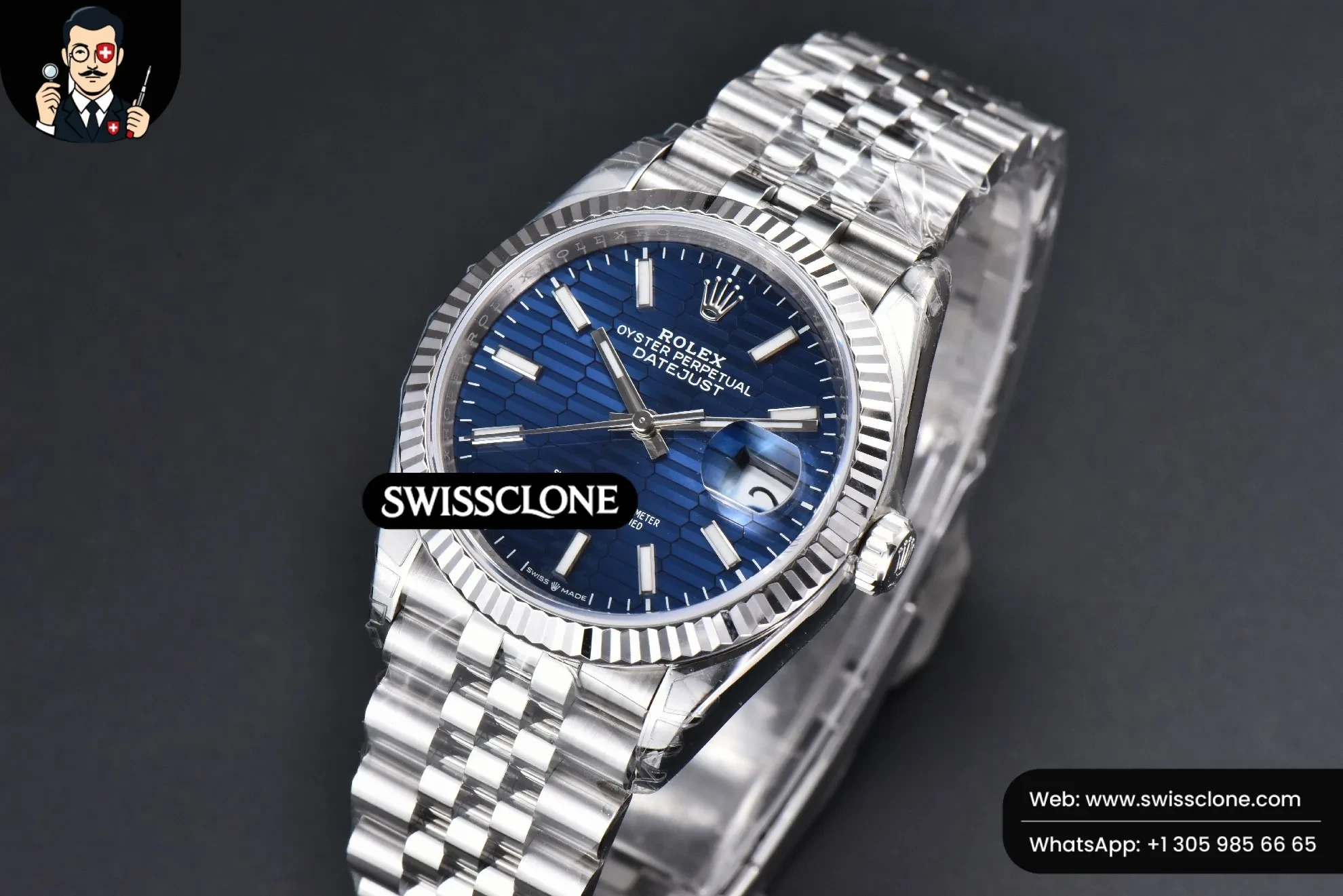Rolex DateJust 36mm 904L Blue Motif Dial Jubilee VS3235 1:1 Super Clone - Clasp & Bracelet Finishing