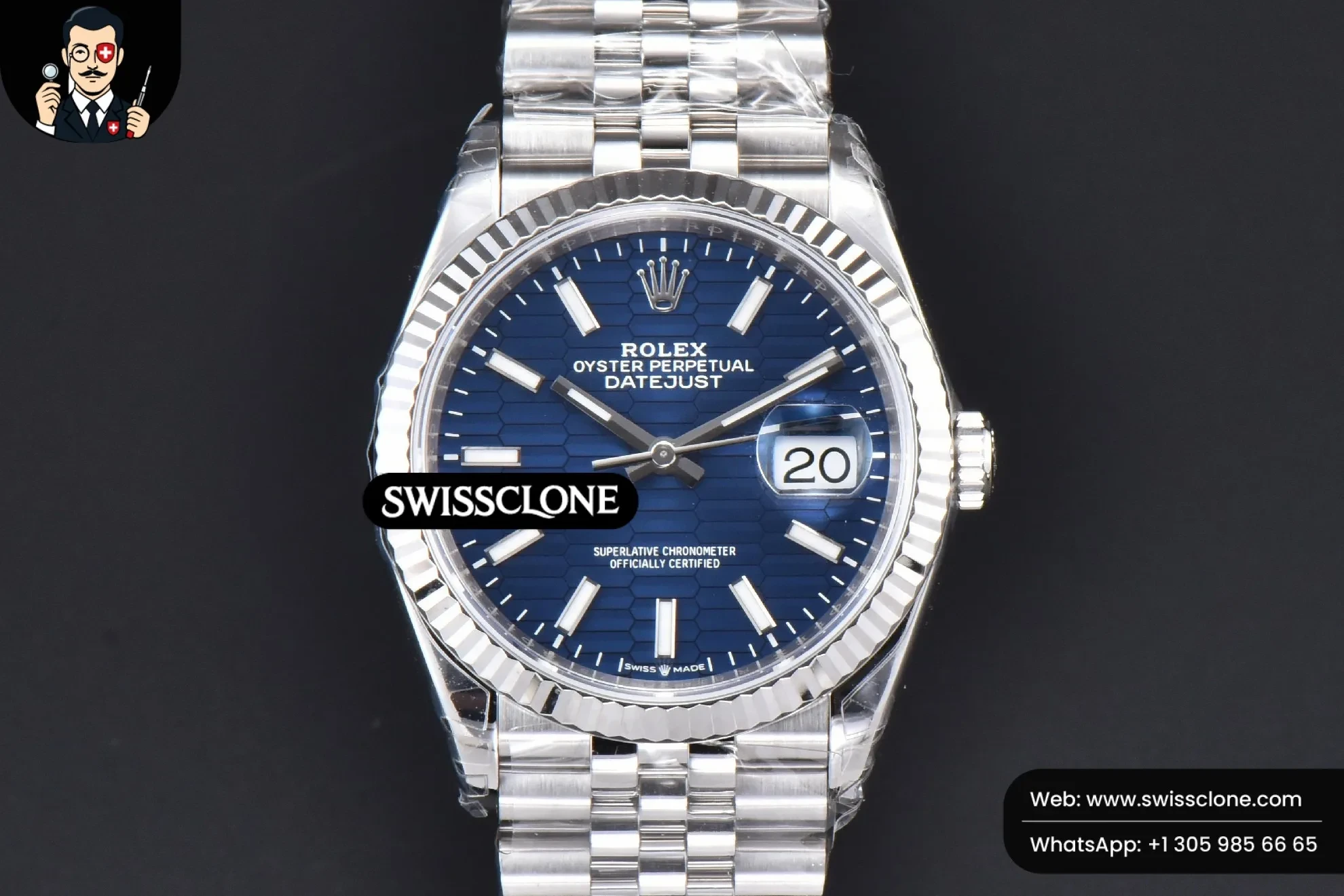 Rolex DateJust 36mm 904L Blue Motif Dial Jubilee VS3235