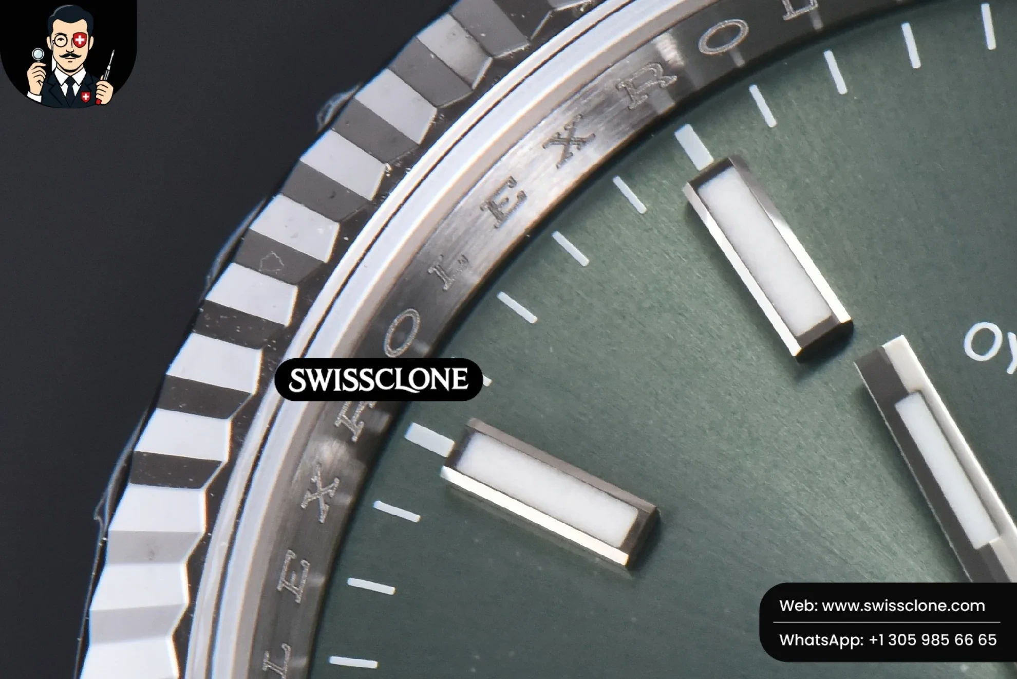 Rolex DateJust 36mm 904L Green Dial Jubilee VS3235 1:1 Super Clone - Lateral Case Thickness Profile