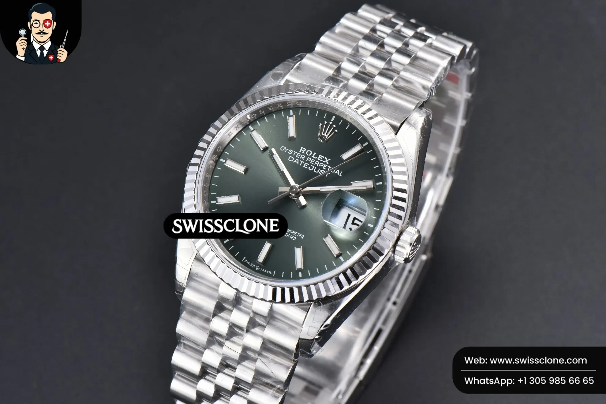 Rolex DateJust 36mm 904L Green Dial Jubilee VS3235 1:1 Super Clone - Clasp & Bracelet Finishing