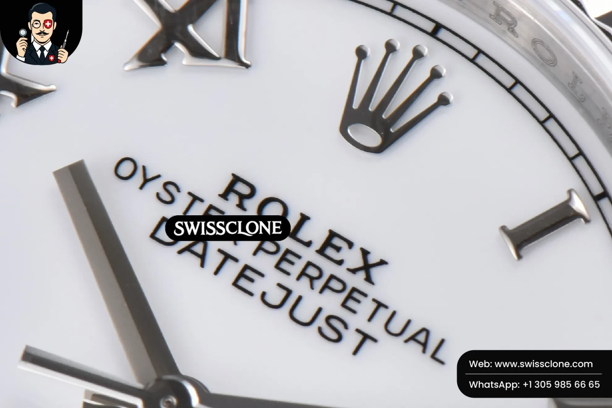 Rolex DateJust 36mm 904L White Dial Roma Marker Jubilee VS3235 1:1 Super Clone - Caseback & Cloned Calibre Movement