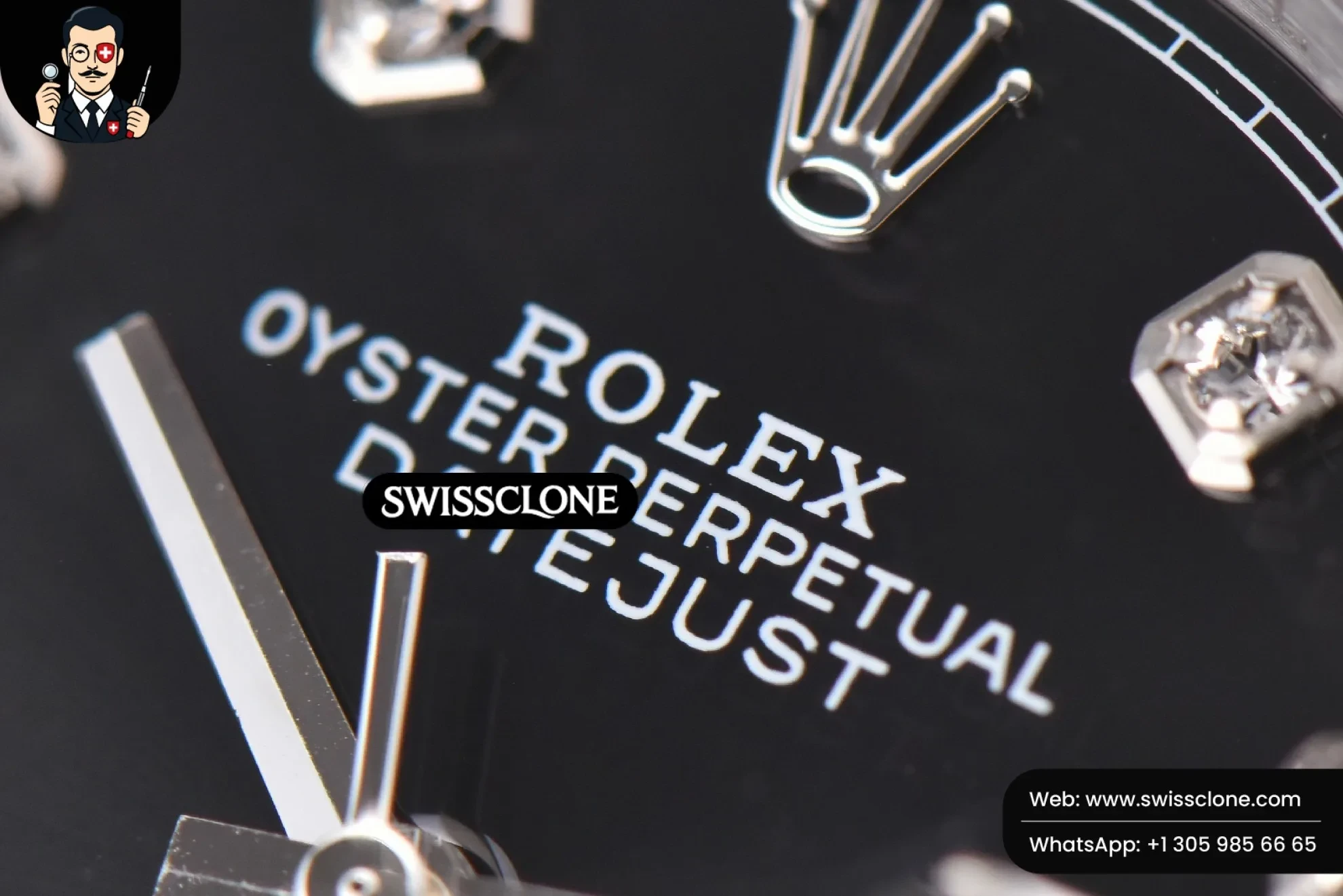 Rolex DateJust 36mm Black Dial Diamond Marker Jubilee VR3235 1:1 Super Clone - Caseback & Cloned Calibre Movement