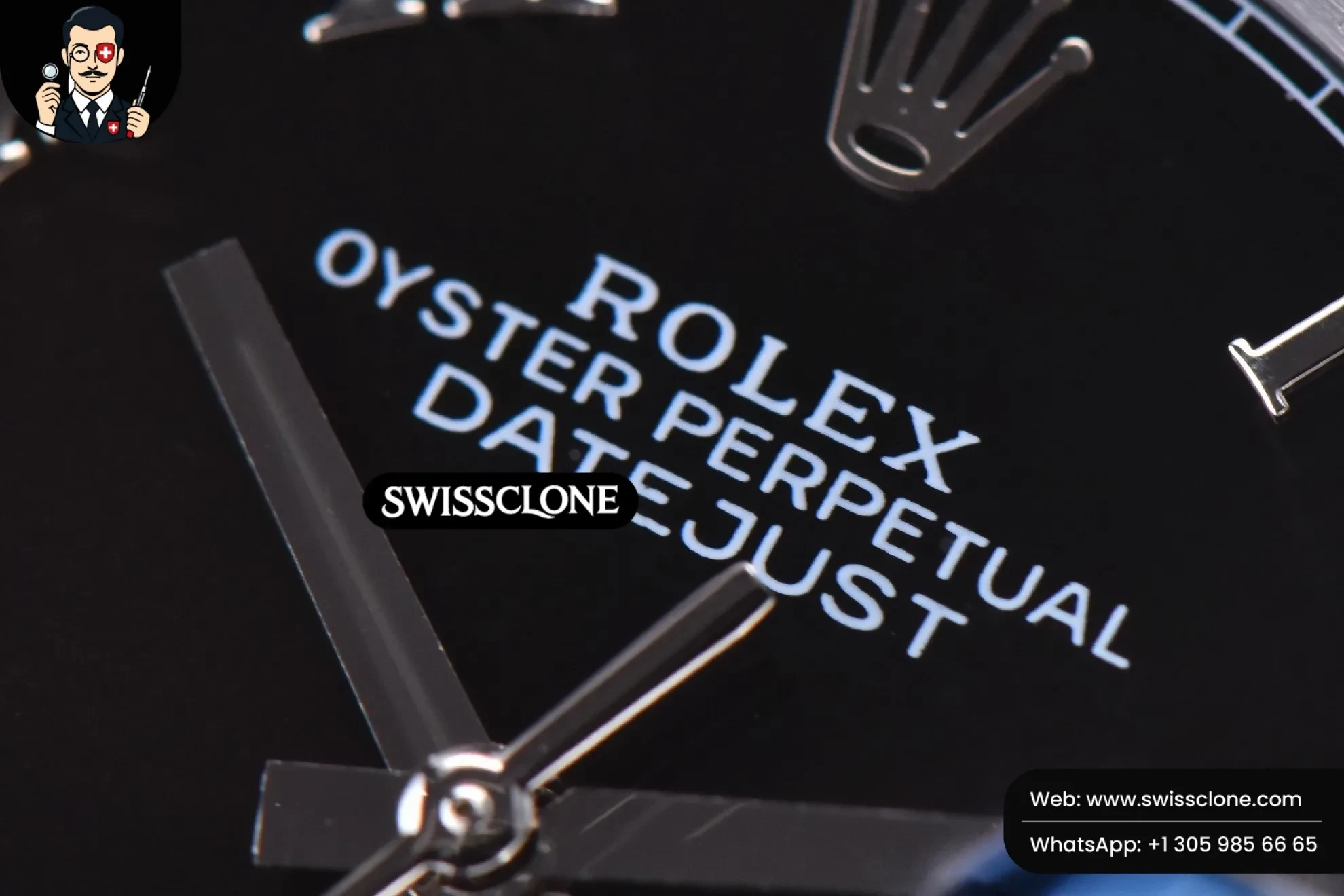 Rolex DateJust 36mm Black Dial Diamond Roma Marker Diamond Bezel Oyster 1:1 Super Clone - Caseback & Cloned Calibre Movement