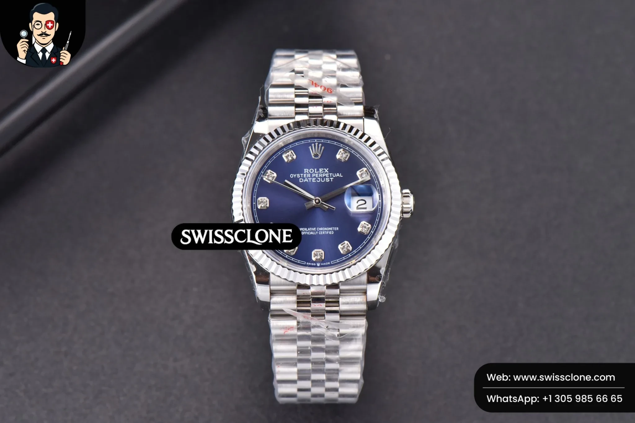 Rolex DateJust 36mm Blue Dial Diamond Marker Jubilee VR3235