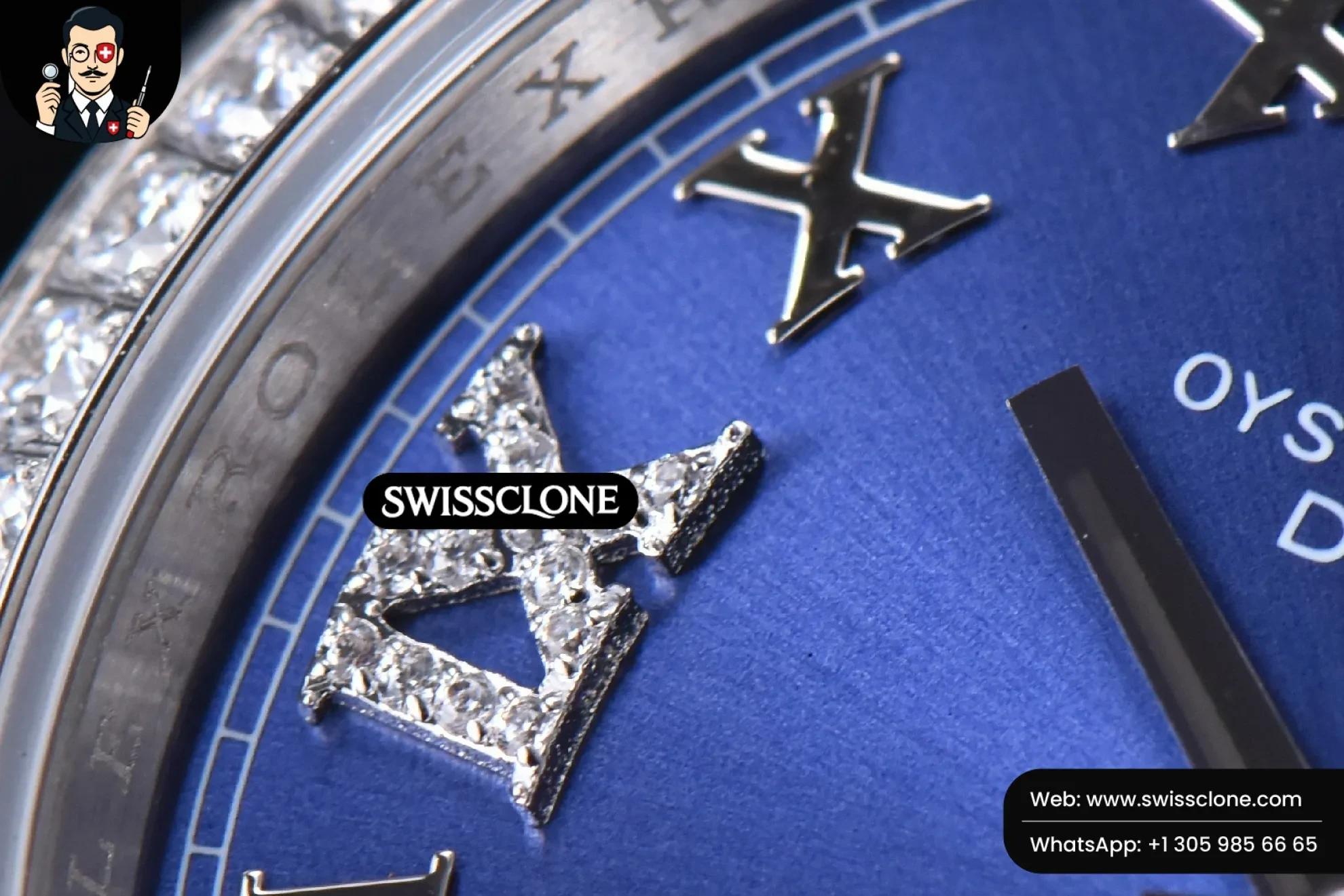 Rolex DateJust 36mm Blue Dial Diamond Roma Marker Diamond Bezel Oyster 1:1 Super Clone - Lateral Case Thickness Profile