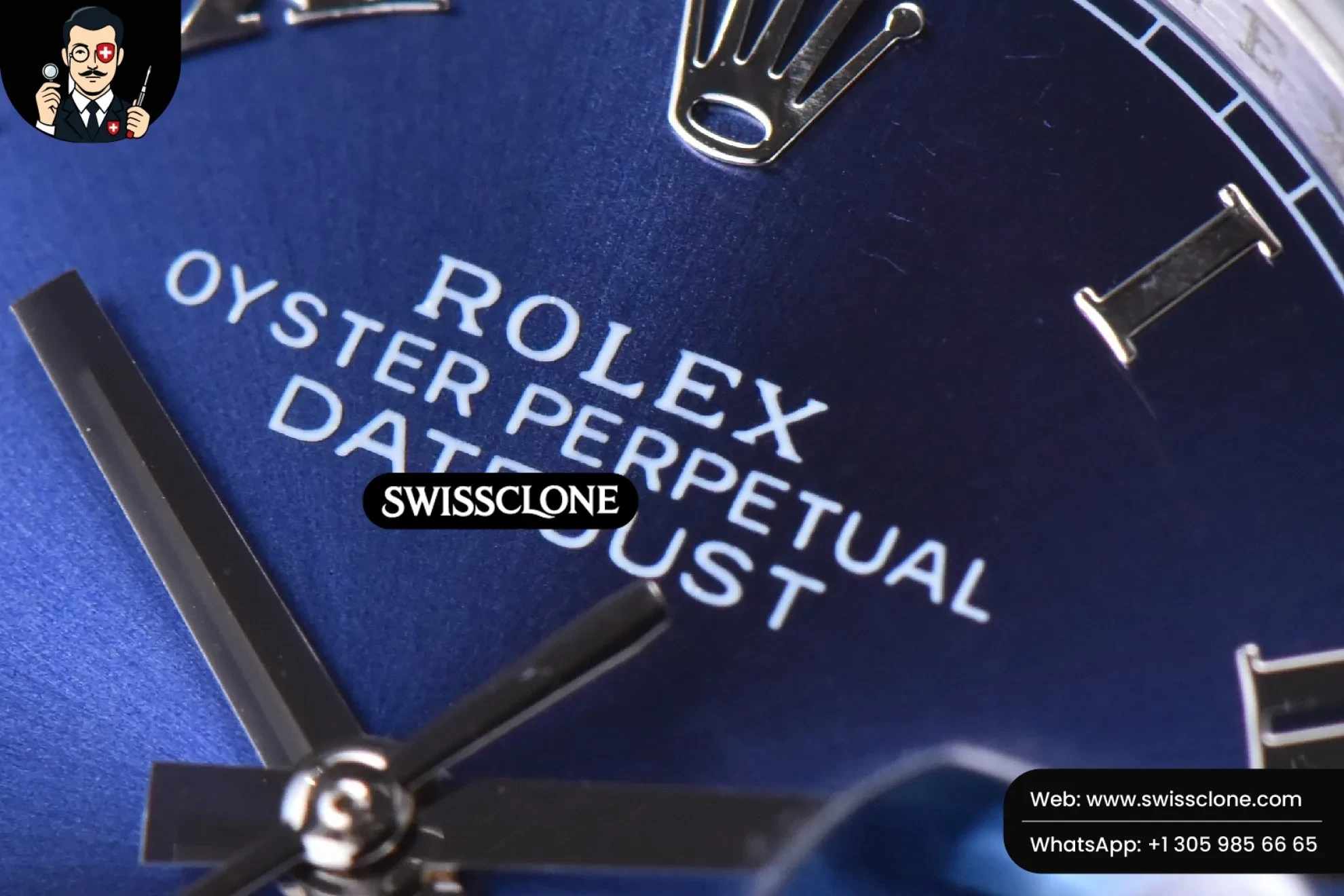 Rolex DateJust 36mm Blue Dial Diamond Roma Marker Diamond Bezel Oyster 1:1 Super Clone - Caseback & Cloned Calibre Movement