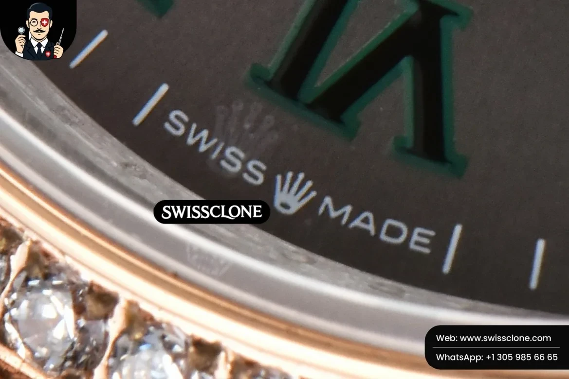 Rolex DateJust 36mm RG/SS Diamond Bezel Gray Wimbledon Dial Jubilee 1:1 Super Clone - On-Wrist Presence View