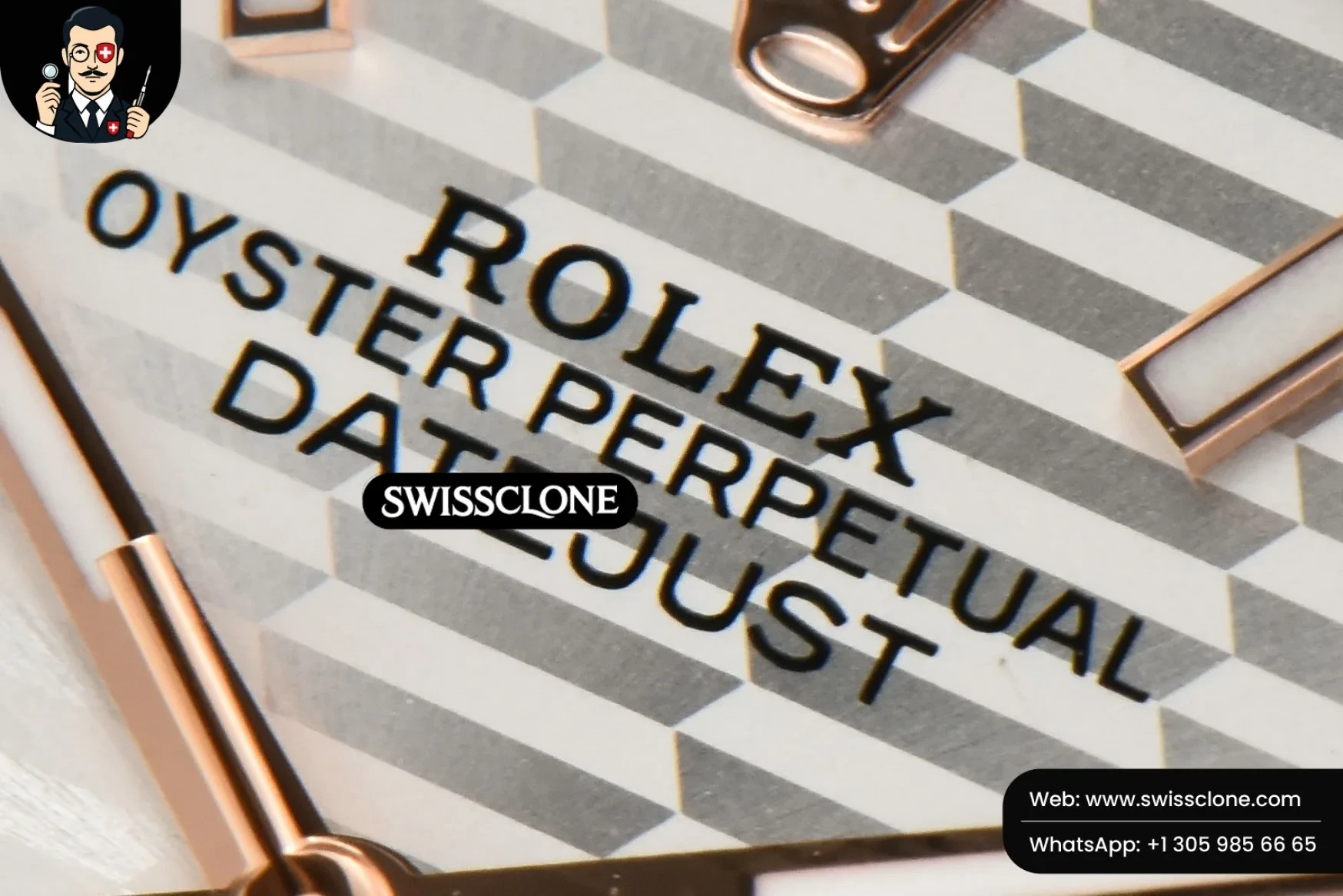 Rolex DateJust 36mm RG/SS Diamond Bezel Silver Motif Dial Jubilee 1:1 Super Clone - Clasp & Bracelet Finishing