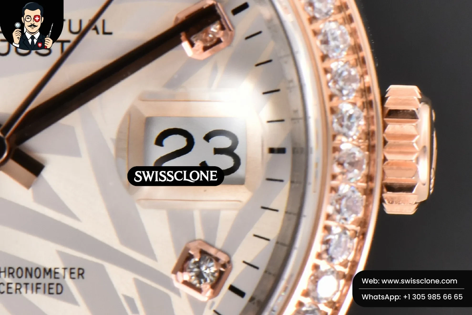 Rolex DateJust 36mm RG/SS Diamond Silver Plam Dial Diamond Marker Jubilee 3235 1:1 Super Clone - On-Wrist Presence View