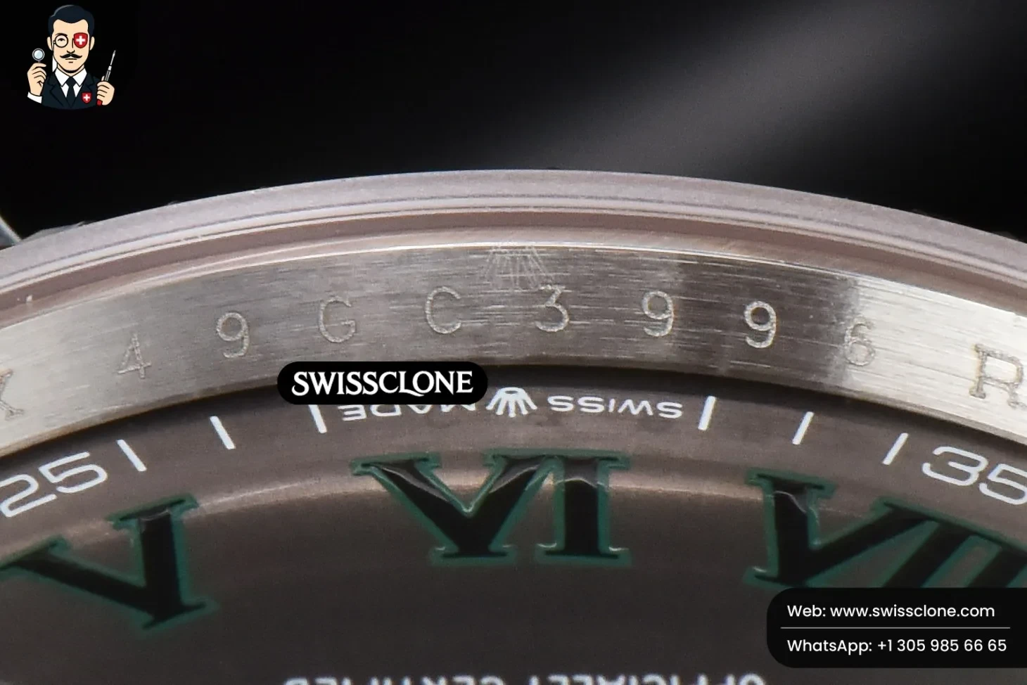 Rolex DateJust 36mm RG/SS Fluted Bezel Gray Wimbledon Dial Oyster 1:1 Super Clone - Lateral Case Thickness Profile