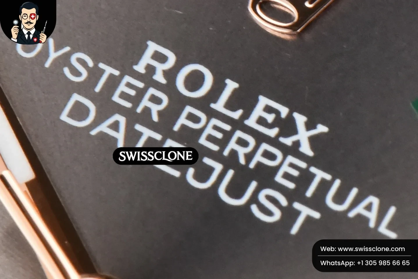 Rolex DateJust 36mm RG/SS Fluted Bezel Gray Wimbledon Dial Oyster 1:1 Super Clone - Caseback & Cloned Calibre Movement