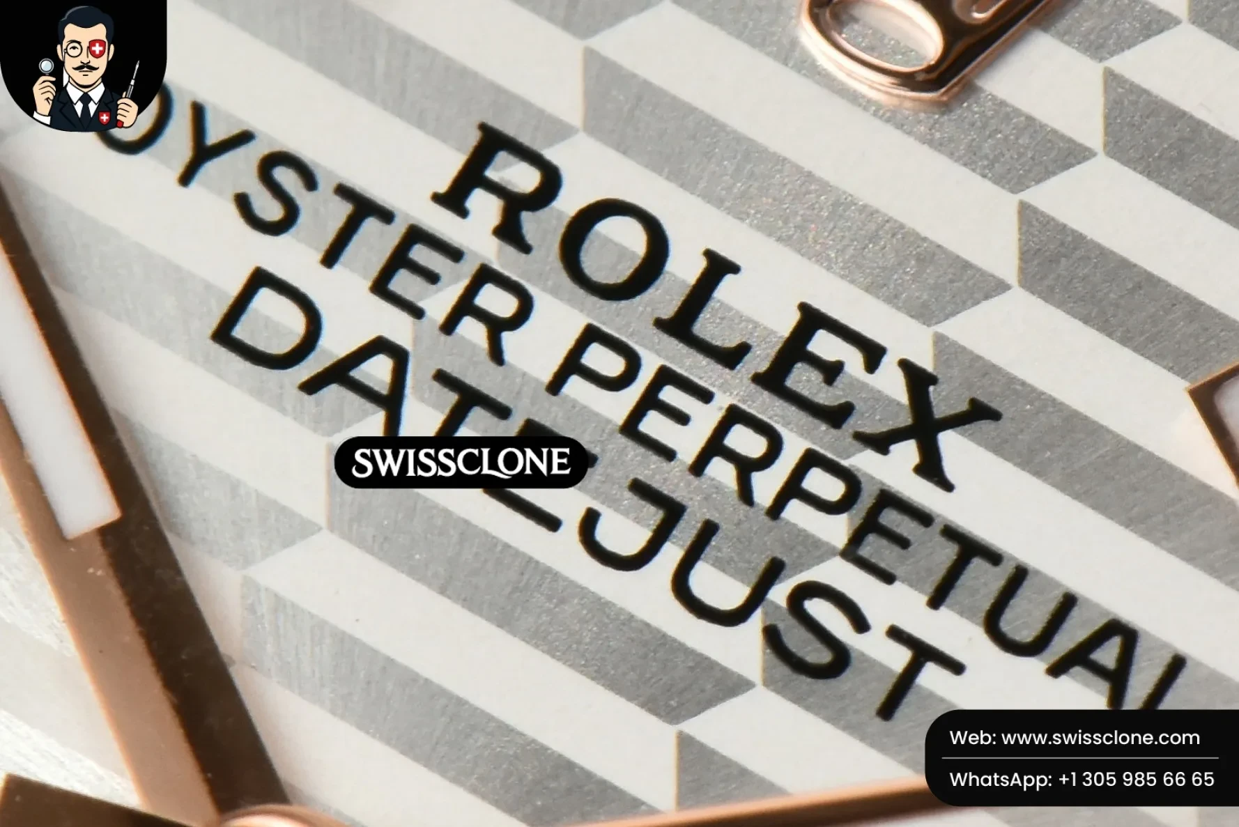 Rolex DateJust 36mm RG/SS Fluted Bezel Silver Motif Dial Jubilee 1:1 Super Clone - Clasp & Bracelet Finishing