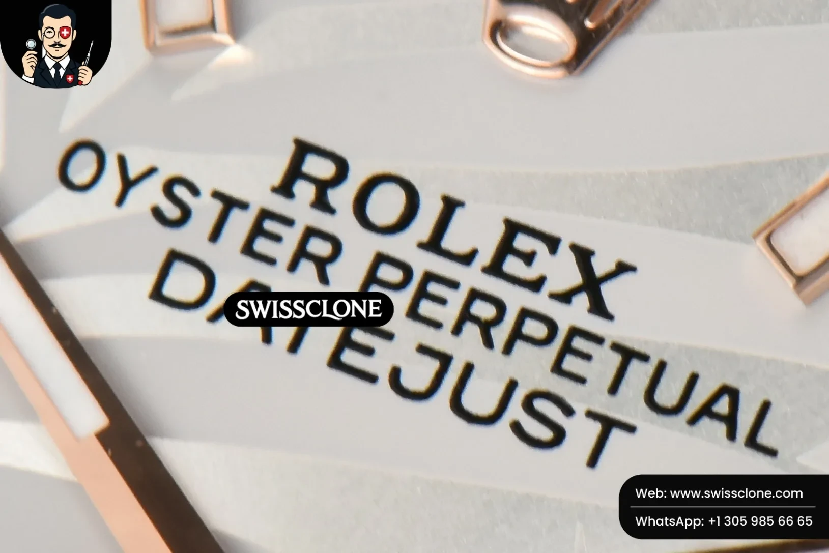 Rolex DateJust 36mm RG/SS Fluted Bezel Silver Plam Dial Jubilee 1:1 Super Clone - Clasp & Bracelet Finishing
