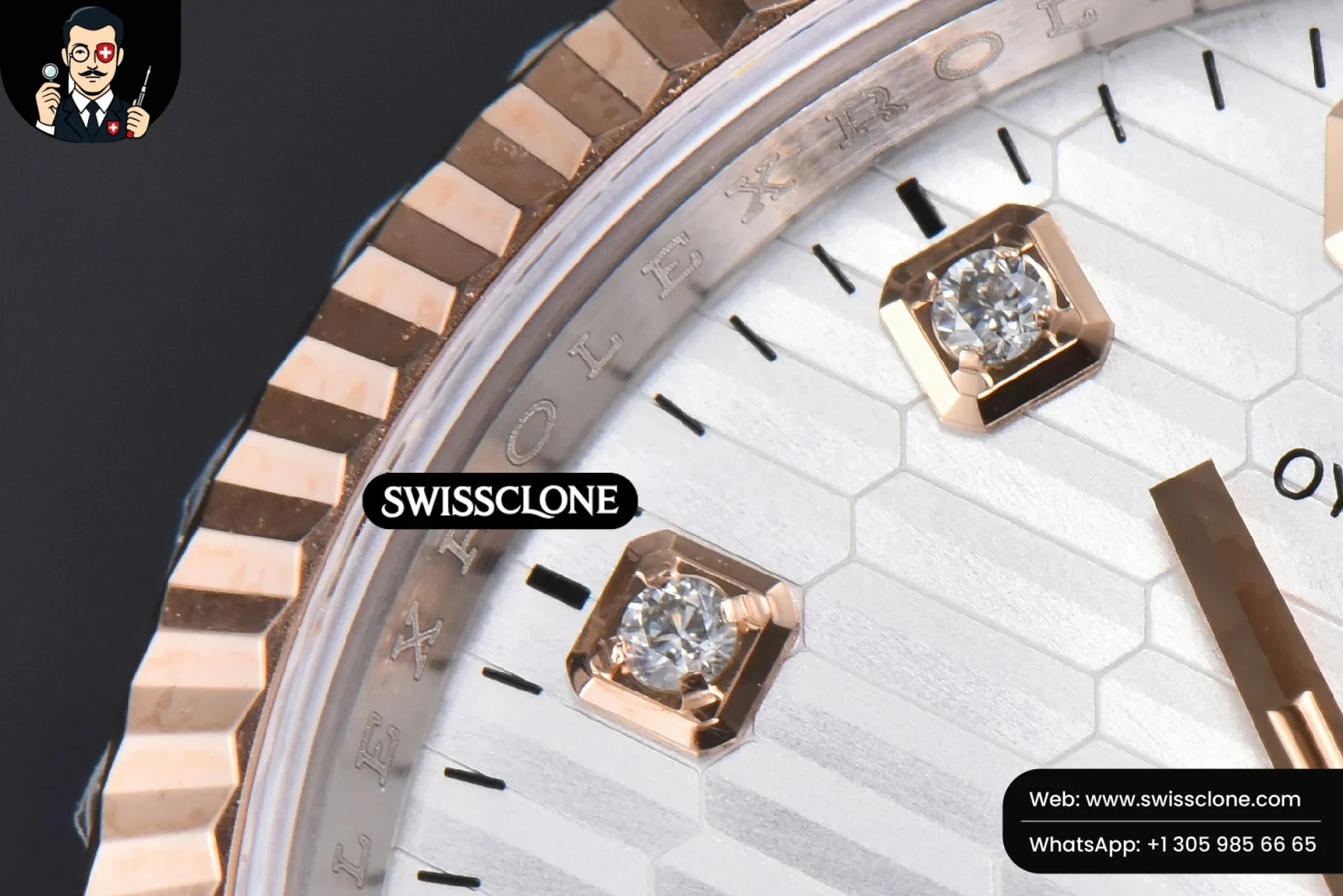 Rolex DateJust 36mm RG/SS Silver Motif Dial Diamond Marker Jubilee VS3235 1:1 Super Clone - Lateral Case Thickness Profile