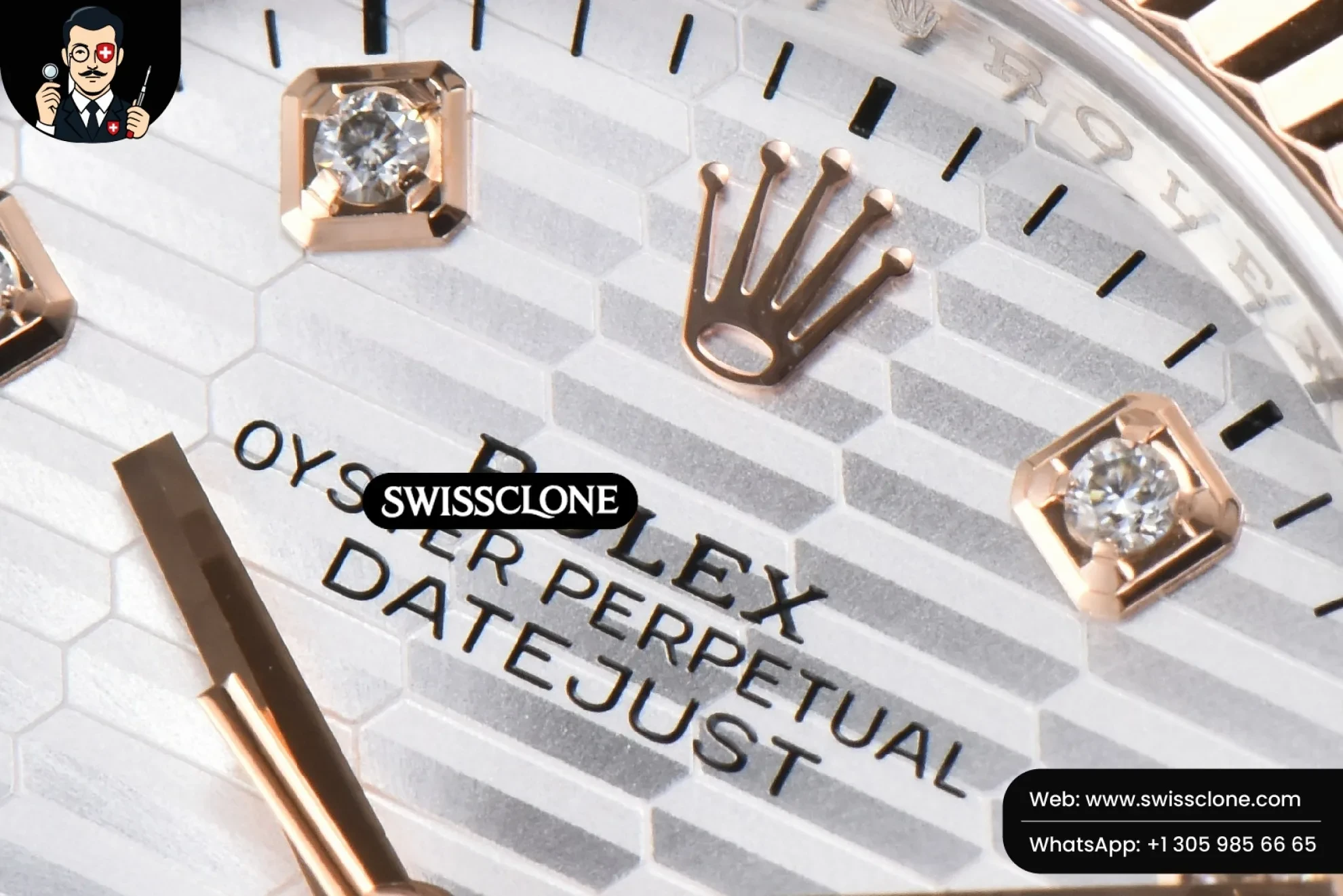 Rolex DateJust 36mm RG/SS Silver Motif Dial Diamond Marker Jubilee VS3235 1:1 Super Clone - Caseback & Cloned Calibre Movement