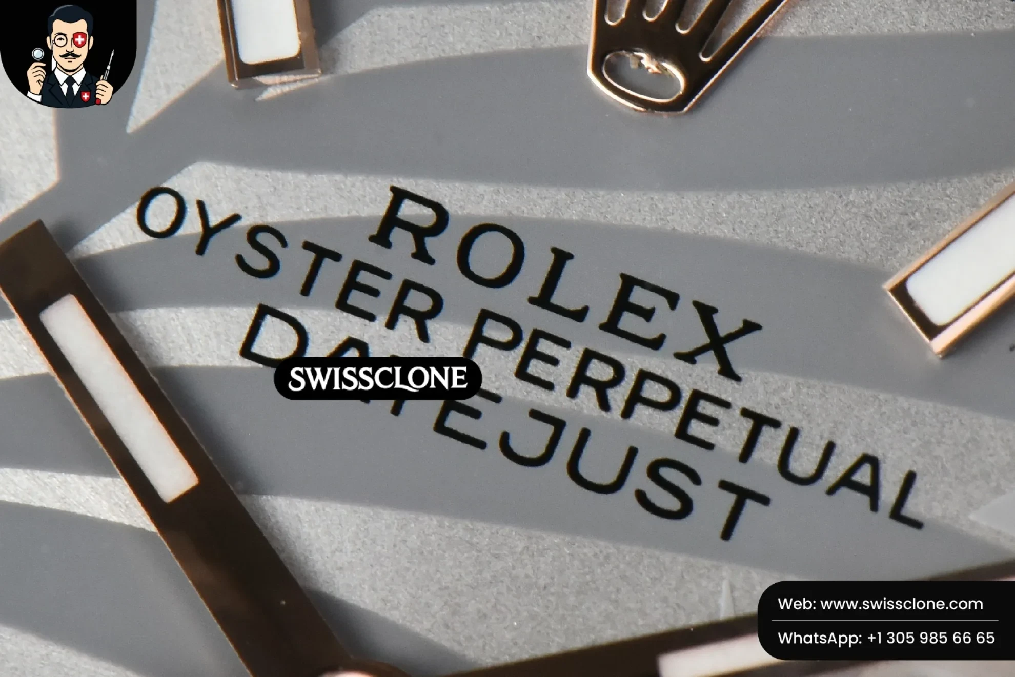 Rolex DateJust 36mm RG/SS Silver Plam Dial Jubilee 1:1 Super Clone - Clasp & Bracelet Finishing