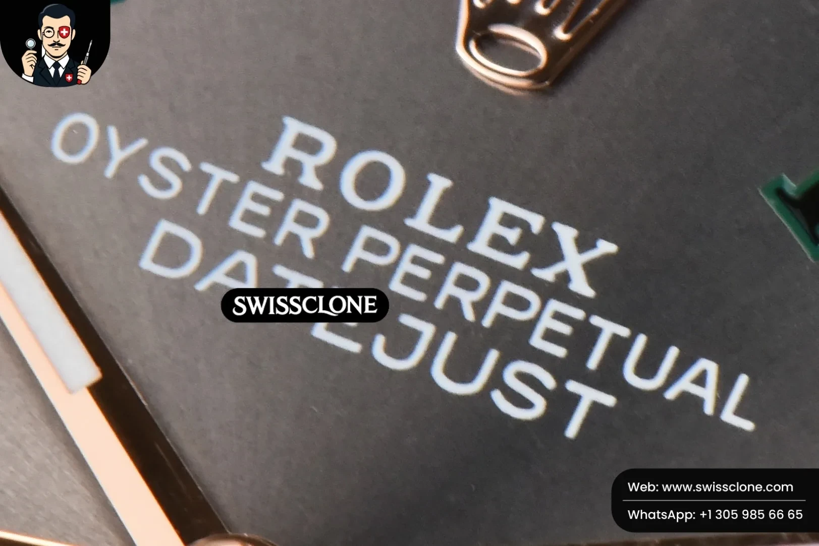 Rolex DateJust 36mm RG/SS Smooth Bezel Gray Wimbledon Dial Jubilee 1:1 Super Clone - Clasp & Bracelet Finishing