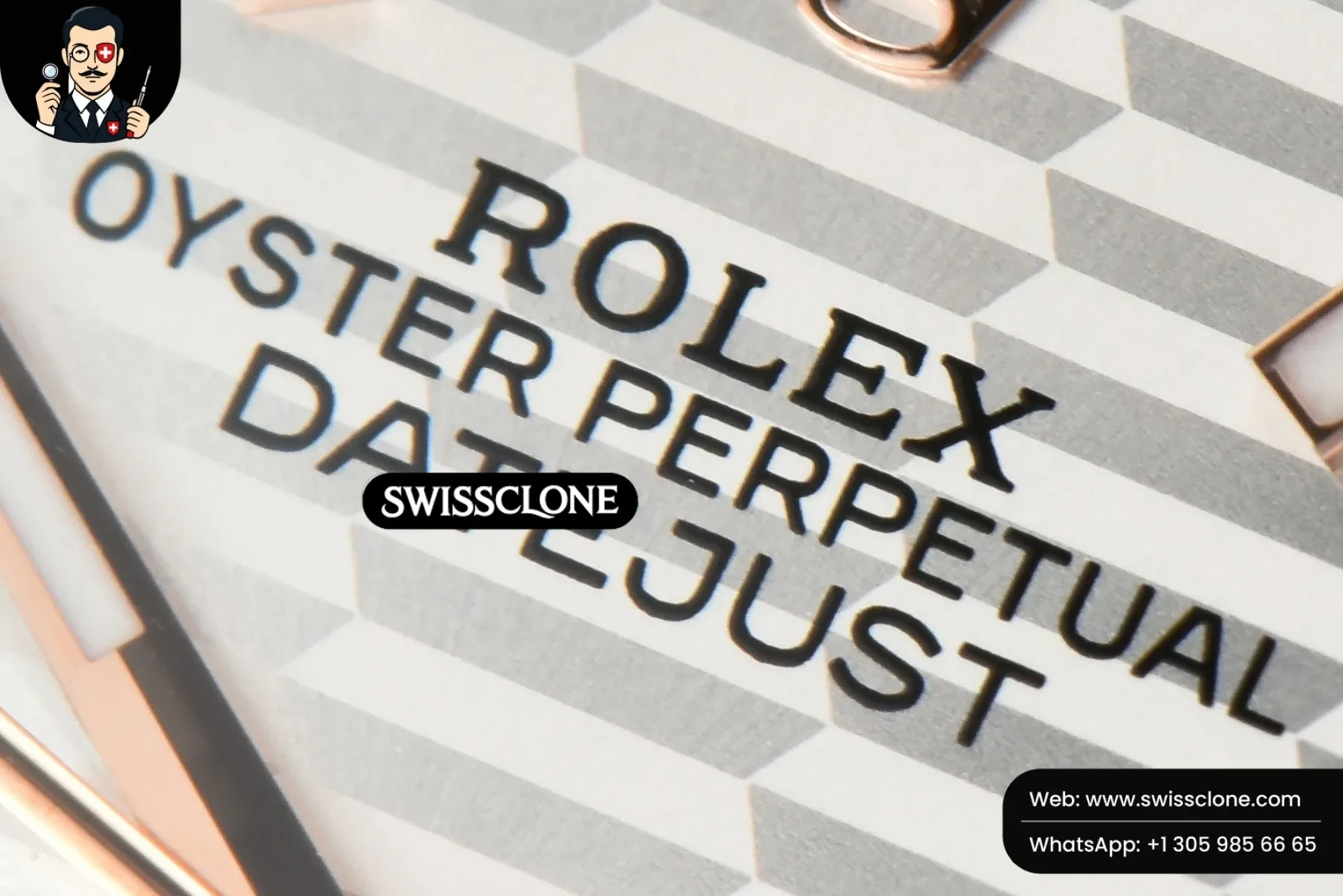Rolex DateJust 36mm RG/SS Smooth Bezel Silver Motif Dial Jubilee 1:1 Super Clone - Clasp & Bracelet Finishing