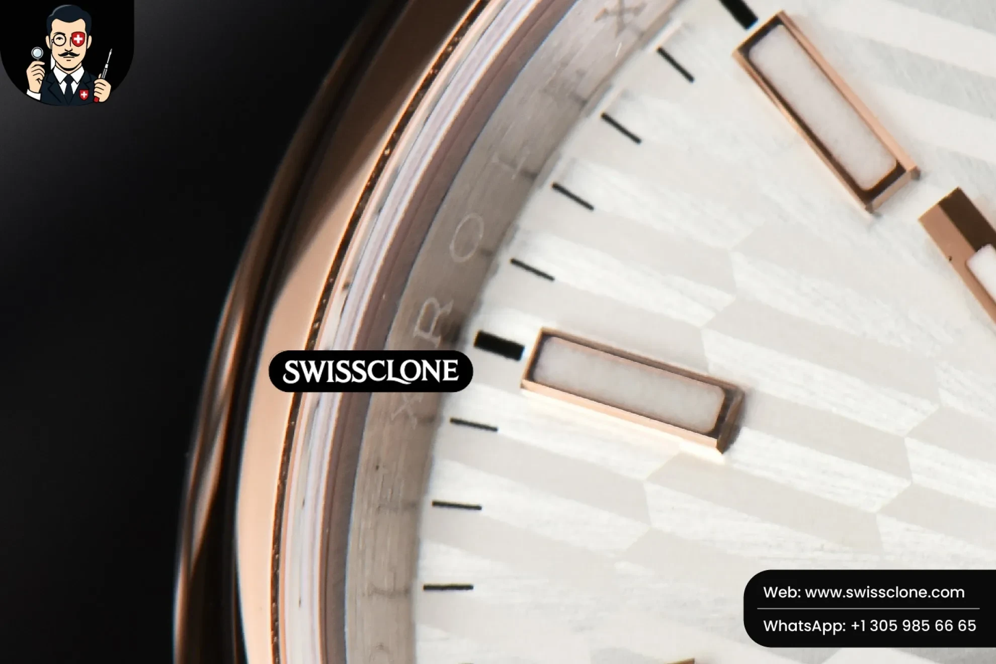 Rolex Datejust 36mm RG/SS Smooth Bezel Silver Motif Dial Oyster 1:1 Super Clone - Lateral Case Thickness Profile